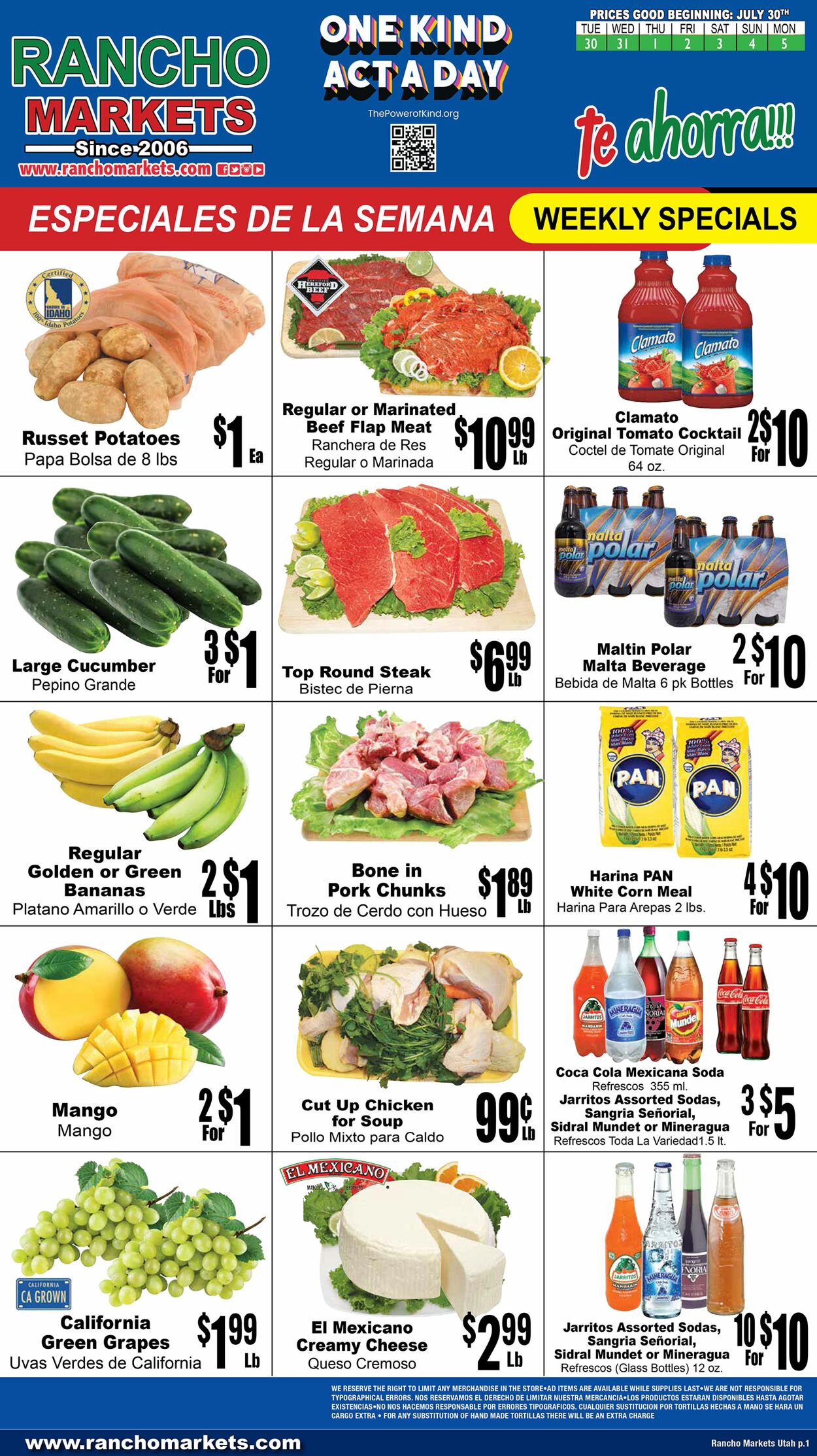 Weekly ad Rancho Markets 07/31/2024 - 08/05/2024