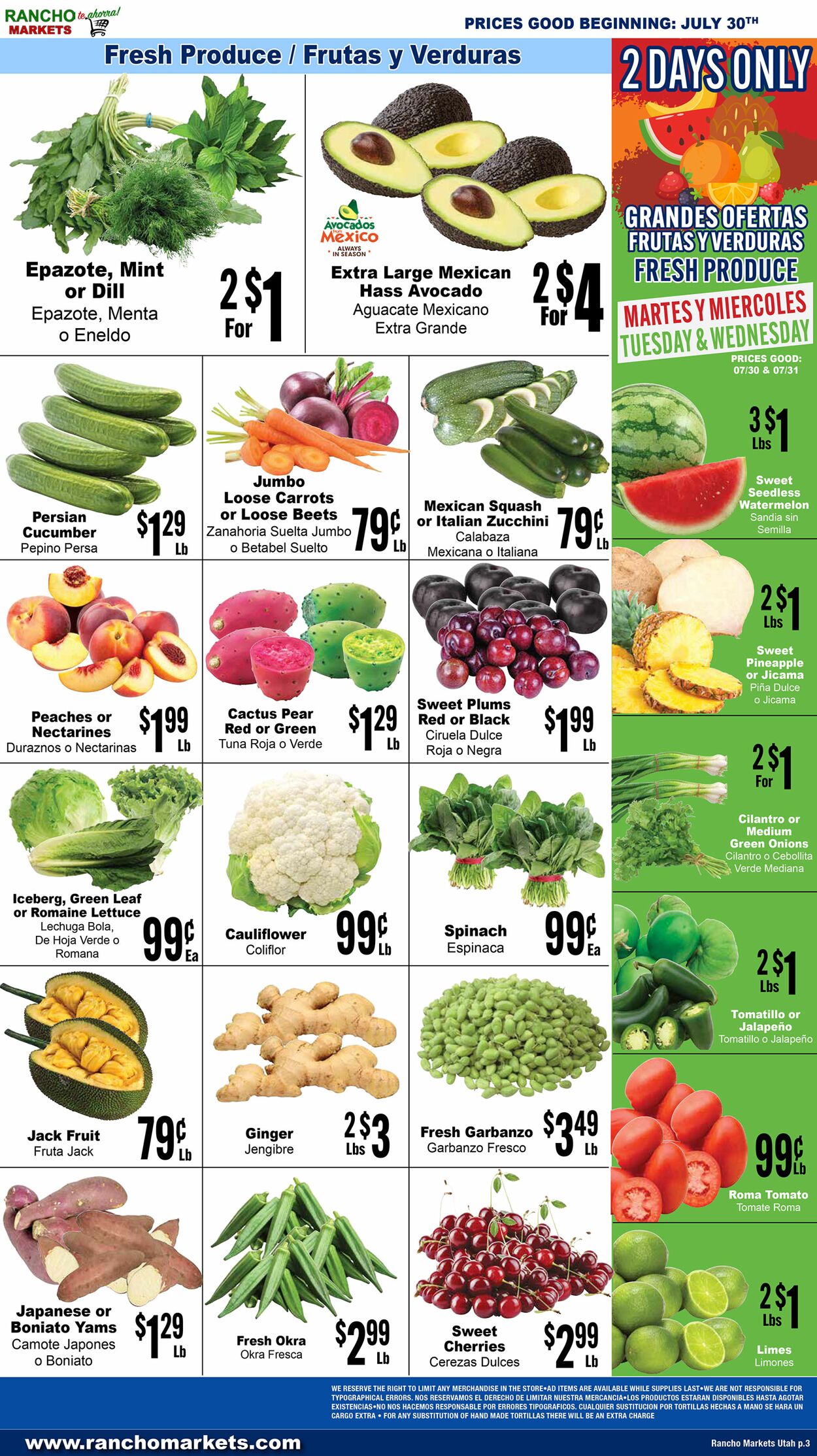 Weekly ad Rancho Markets 07/31/2024 - 08/05/2024