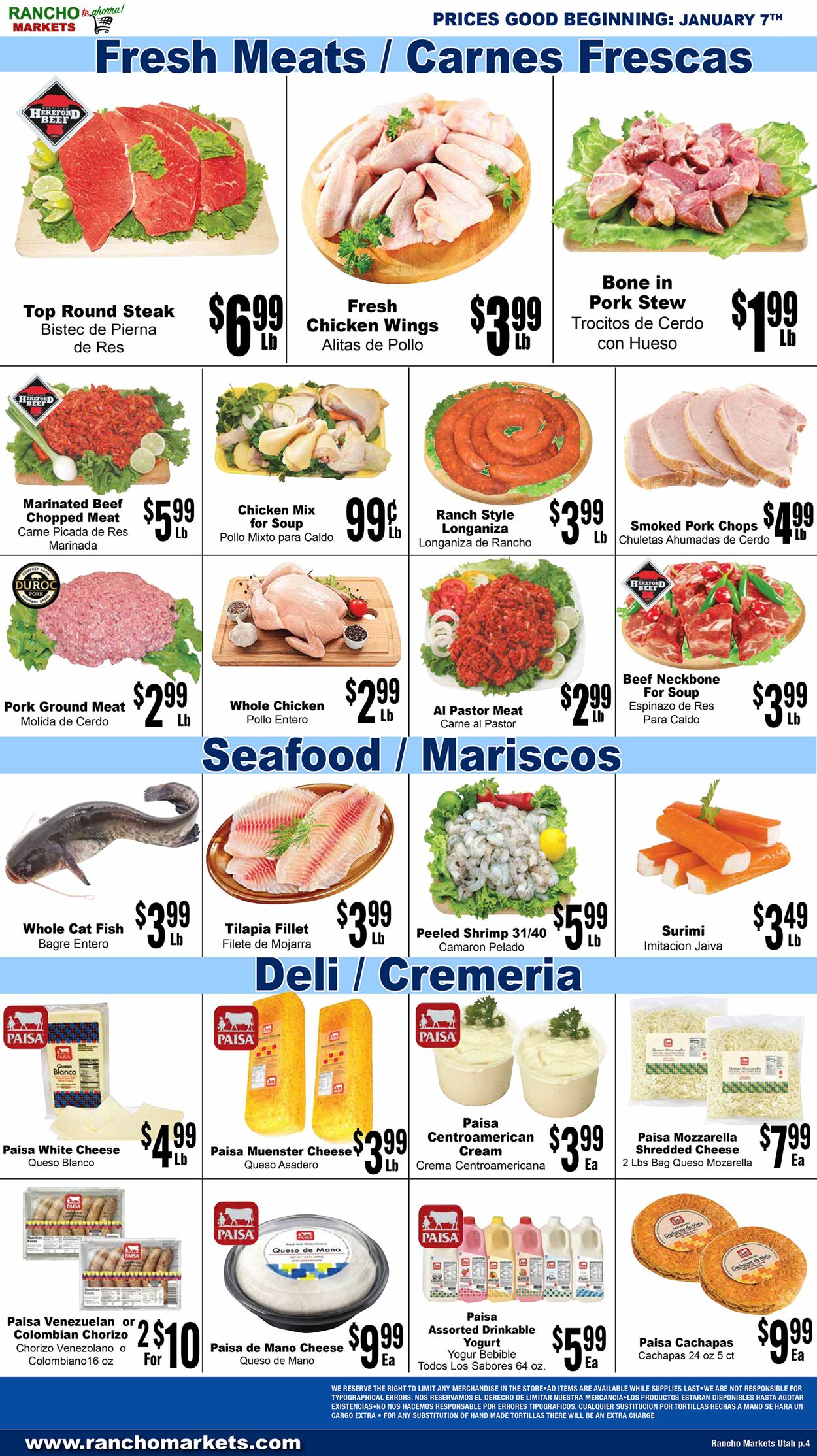 Weekly ad Rancho Markets 01/08/2025 - 01/13/2025