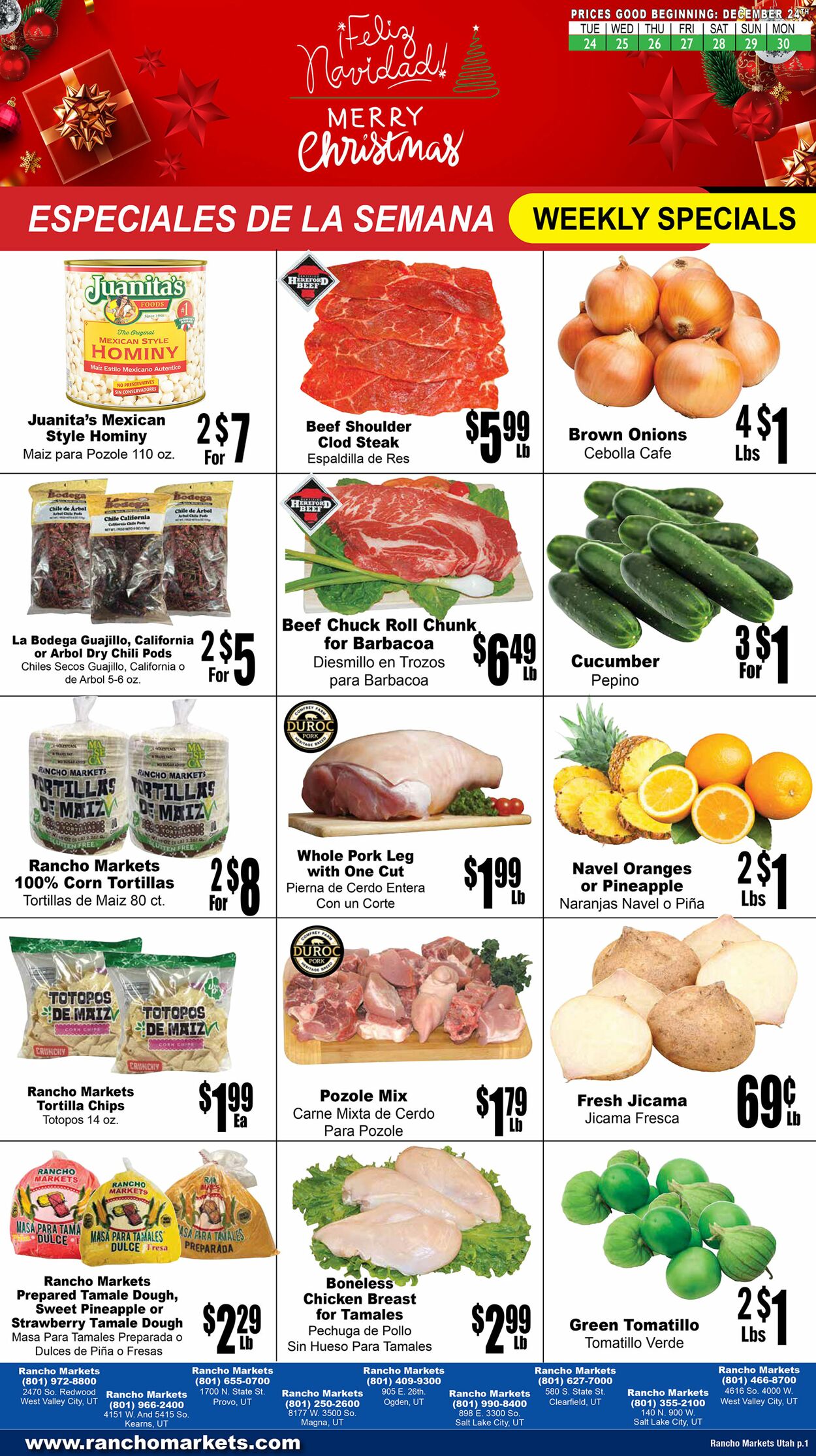 Weekly ad Rancho Markets 12/25/2024 - 12/30/2024