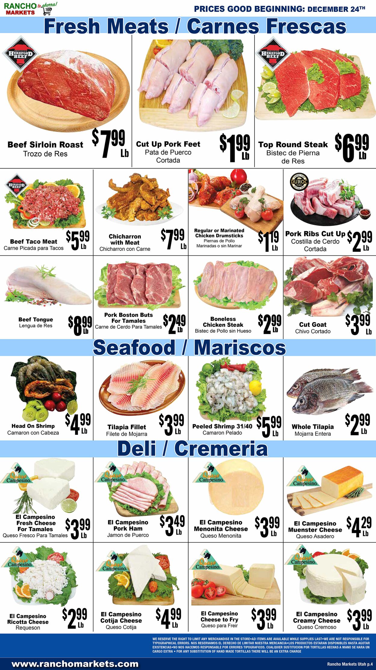 Weekly ad Rancho Markets 12/25/2024 - 12/30/2024