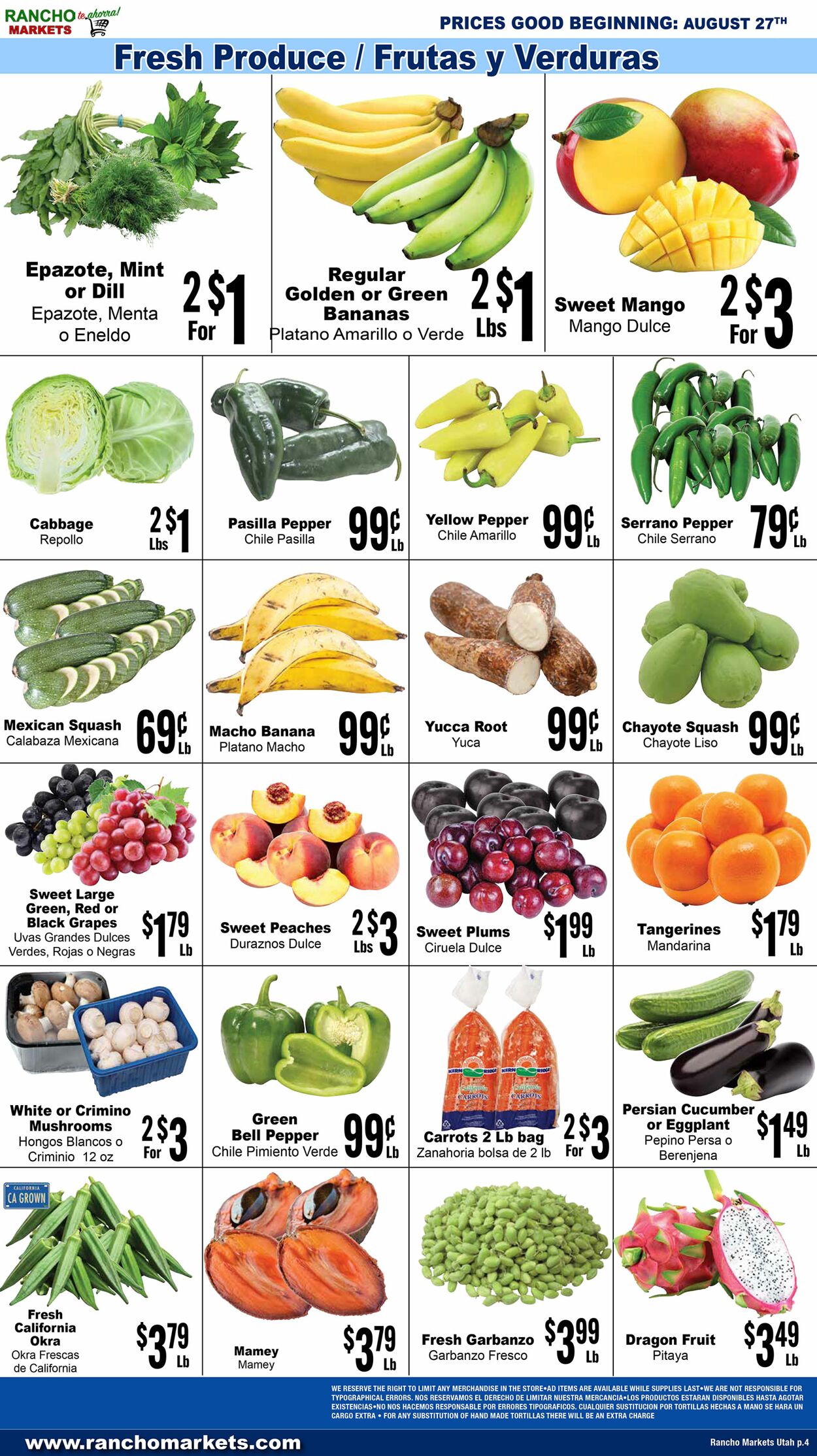 Weekly ad Rancho Markets 08/28/2024 - 09/02/2024