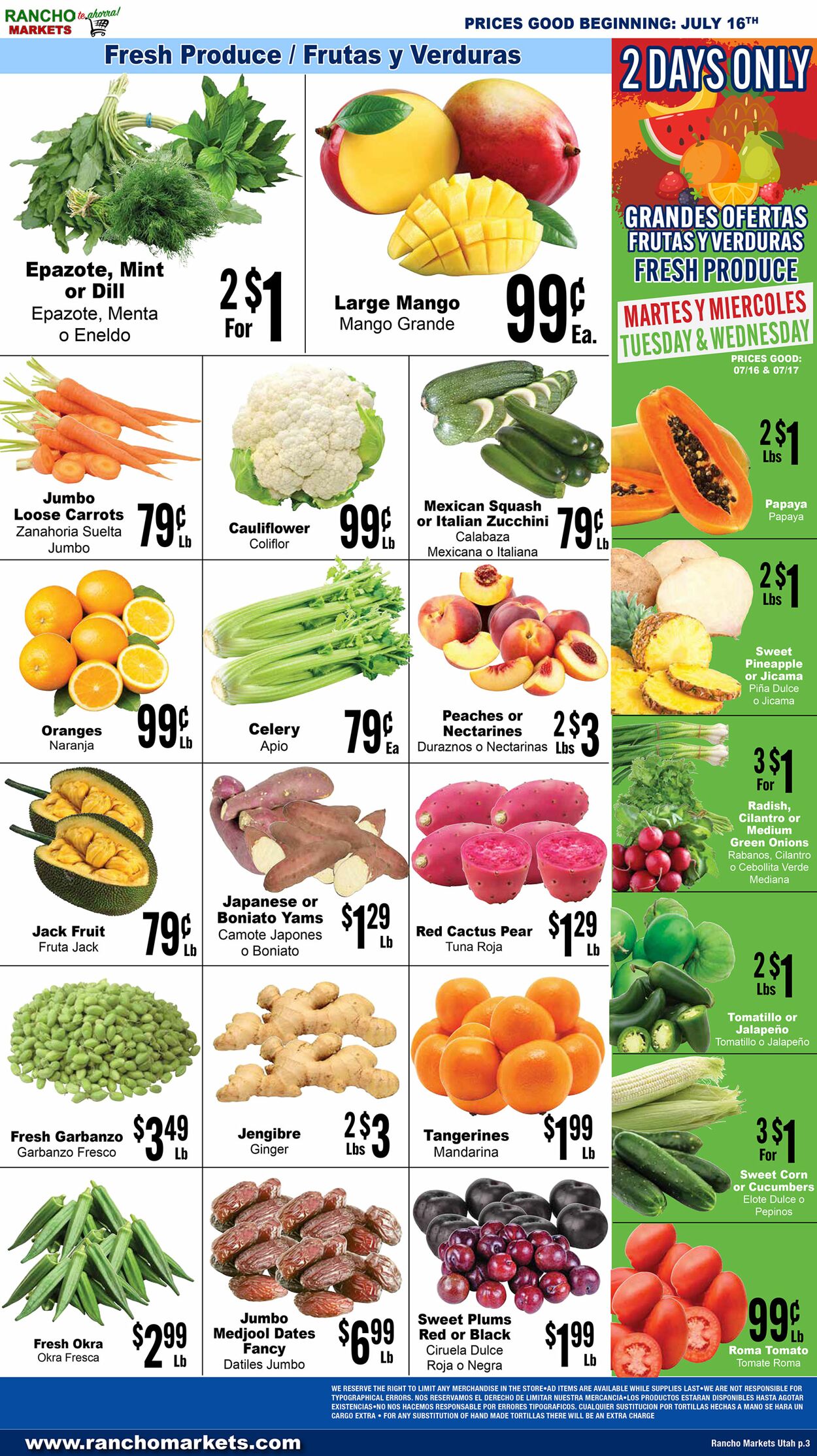 Weekly ad Rancho Markets 07/17/2024 - 07/22/2024