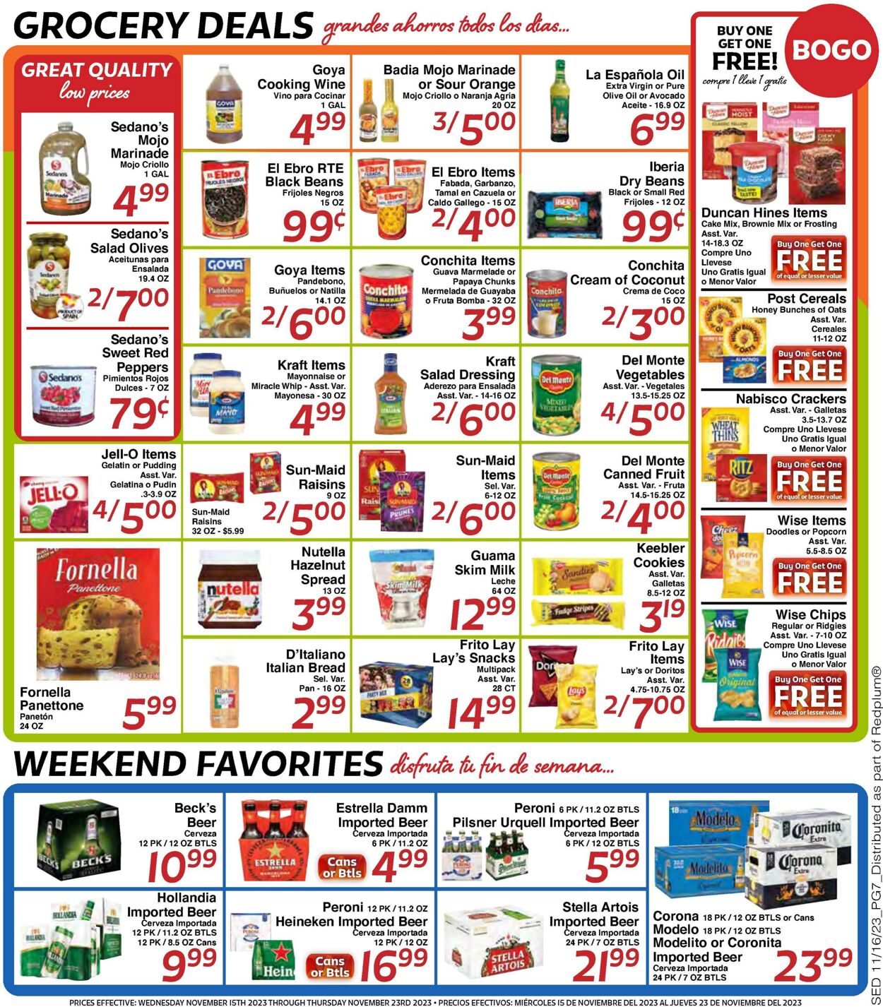 Weekly ad Sedano's 11/15/2023 - 11/23/2023