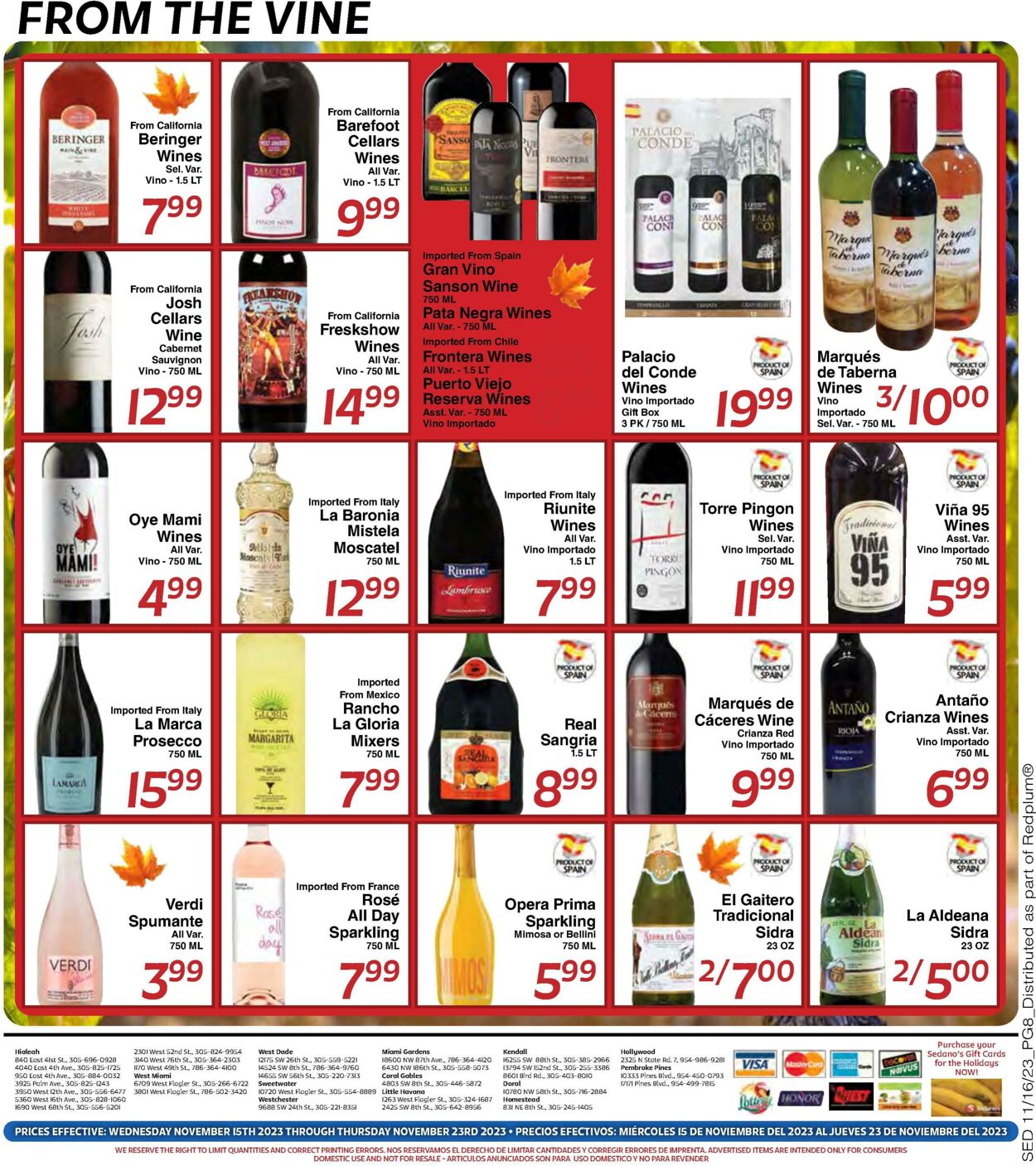 Weekly ad Sedano's 11/15/2023 - 11/23/2023