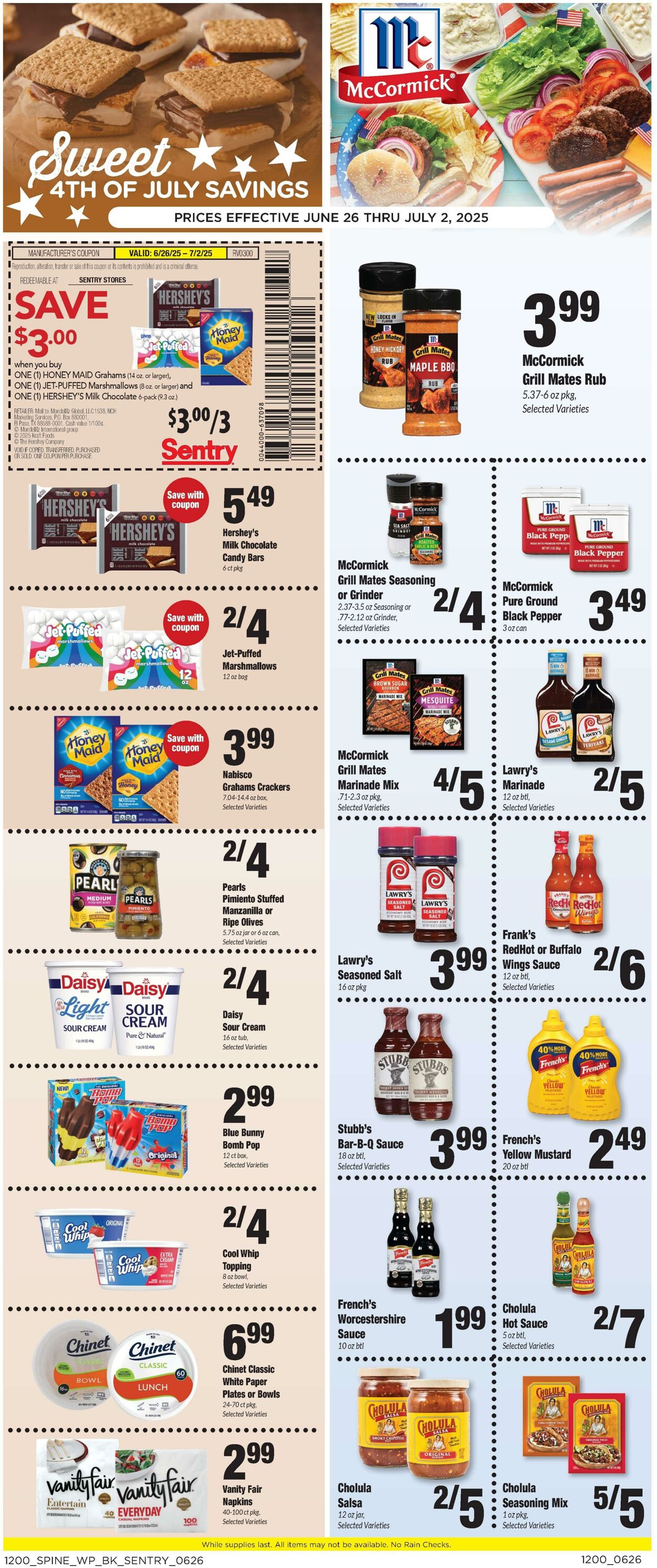Weekly ad Sentry 06/26/2025 - 07/02/2025