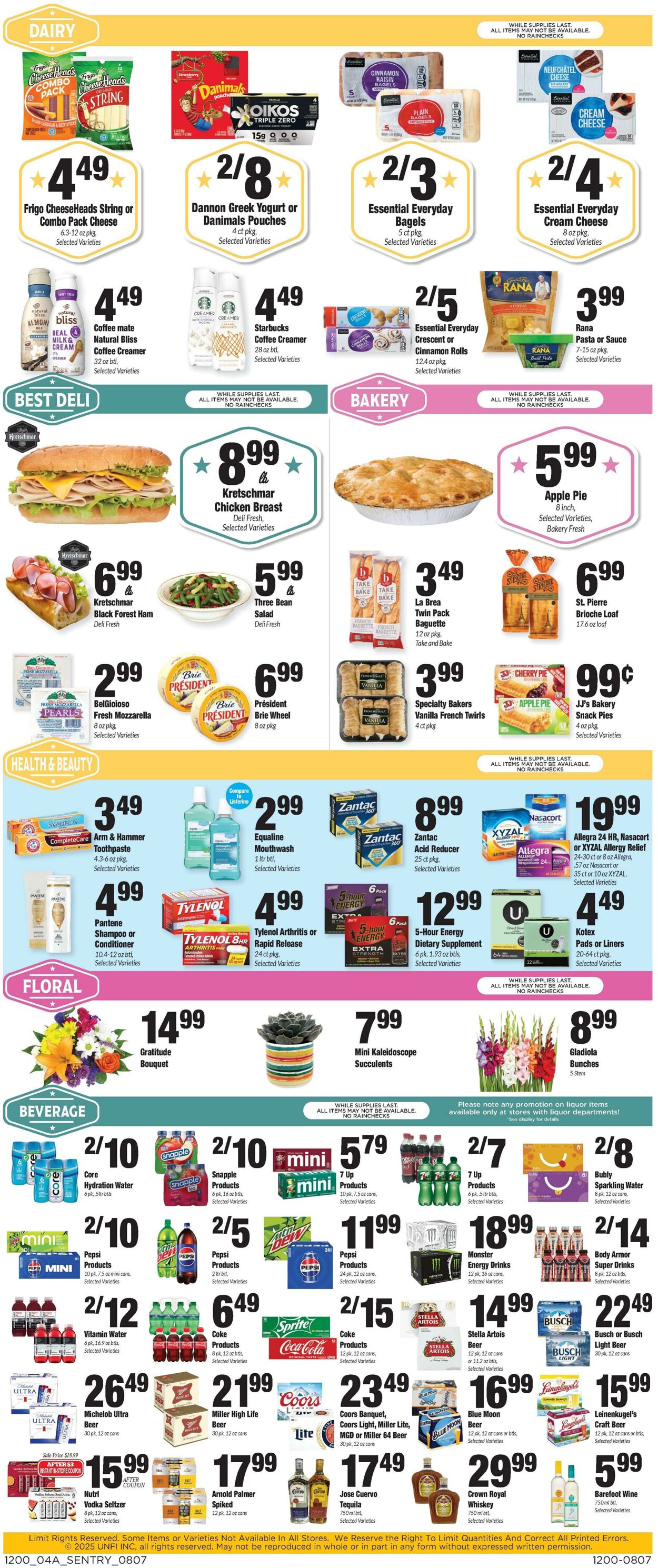 Weekly ad Sentry 08/07/2025 - 08/13/2025