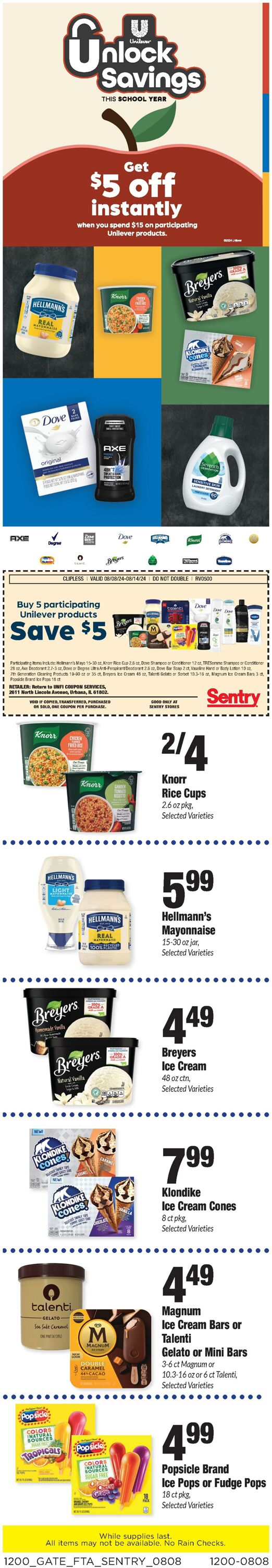 Weekly ad Sentry 08/08/2024 - 08/14/2024