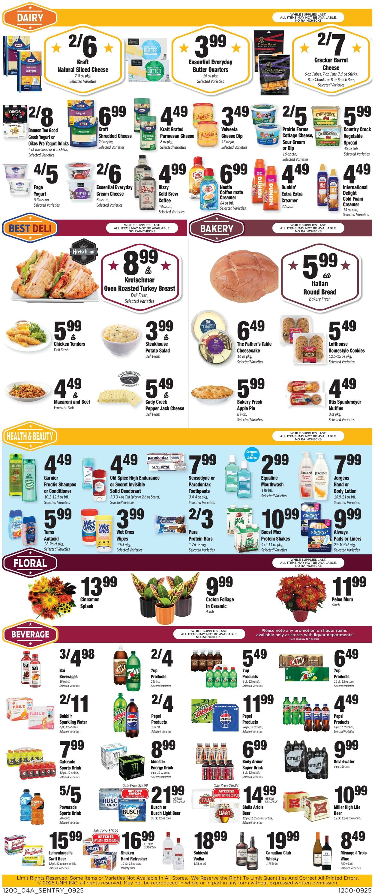 Weekly ad Sentry 09/25/2025 - 10/01/2025