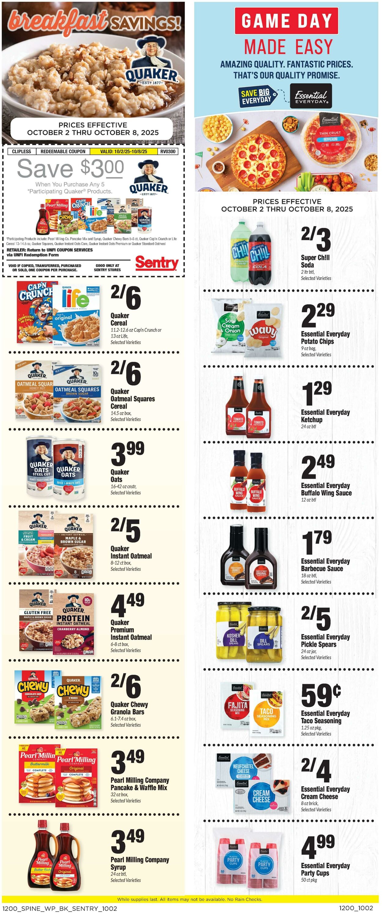 Weekly ad Sentry 10/02/2025 - 10/08/2025