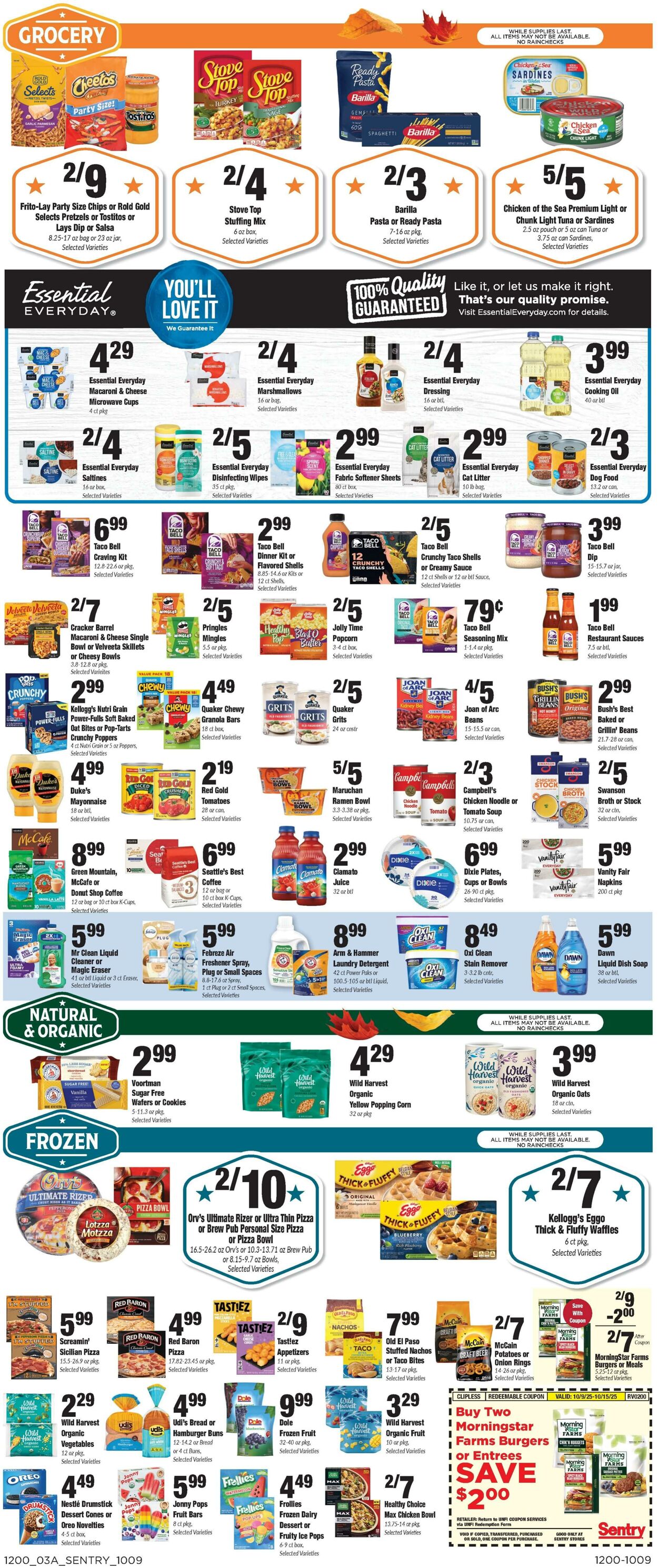 Weekly ad Sentry 10/09/2025 - 10/15/2025