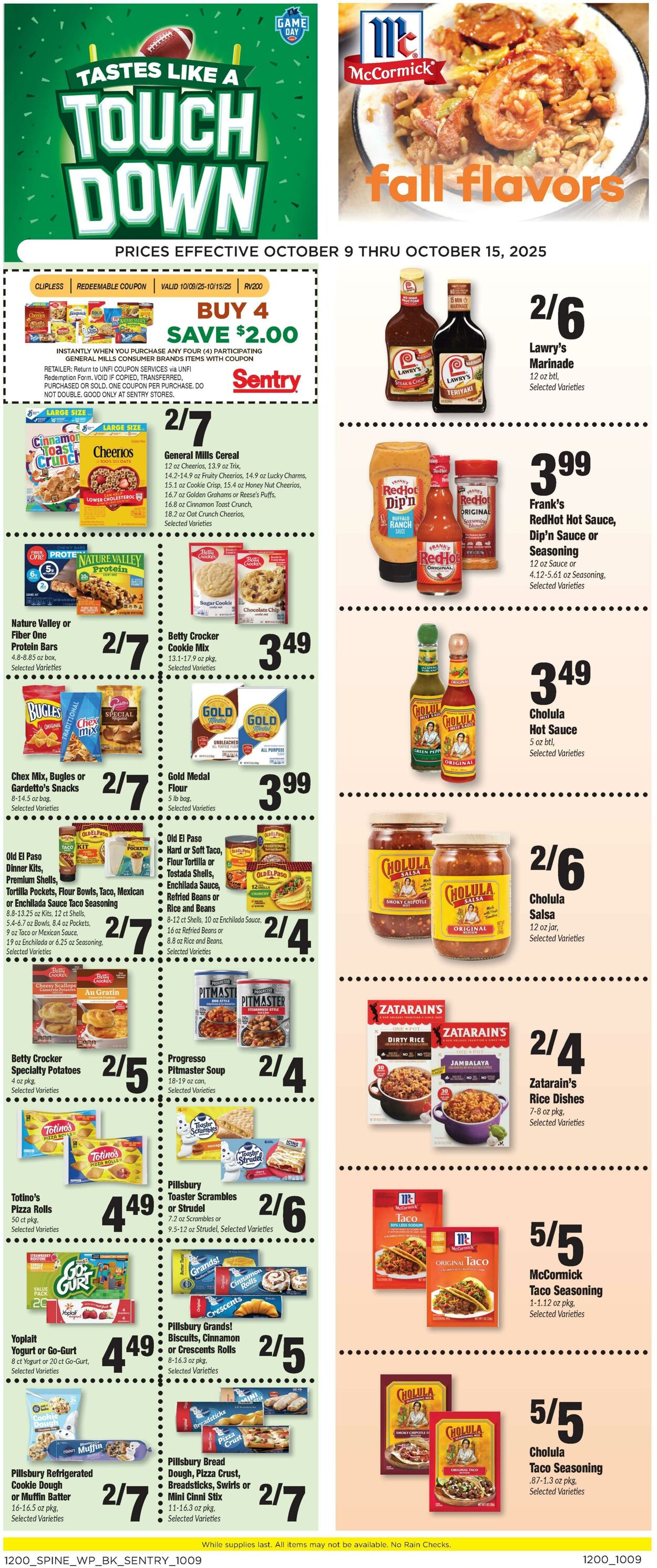 Weekly ad Sentry 10/09/2025 - 10/15/2025