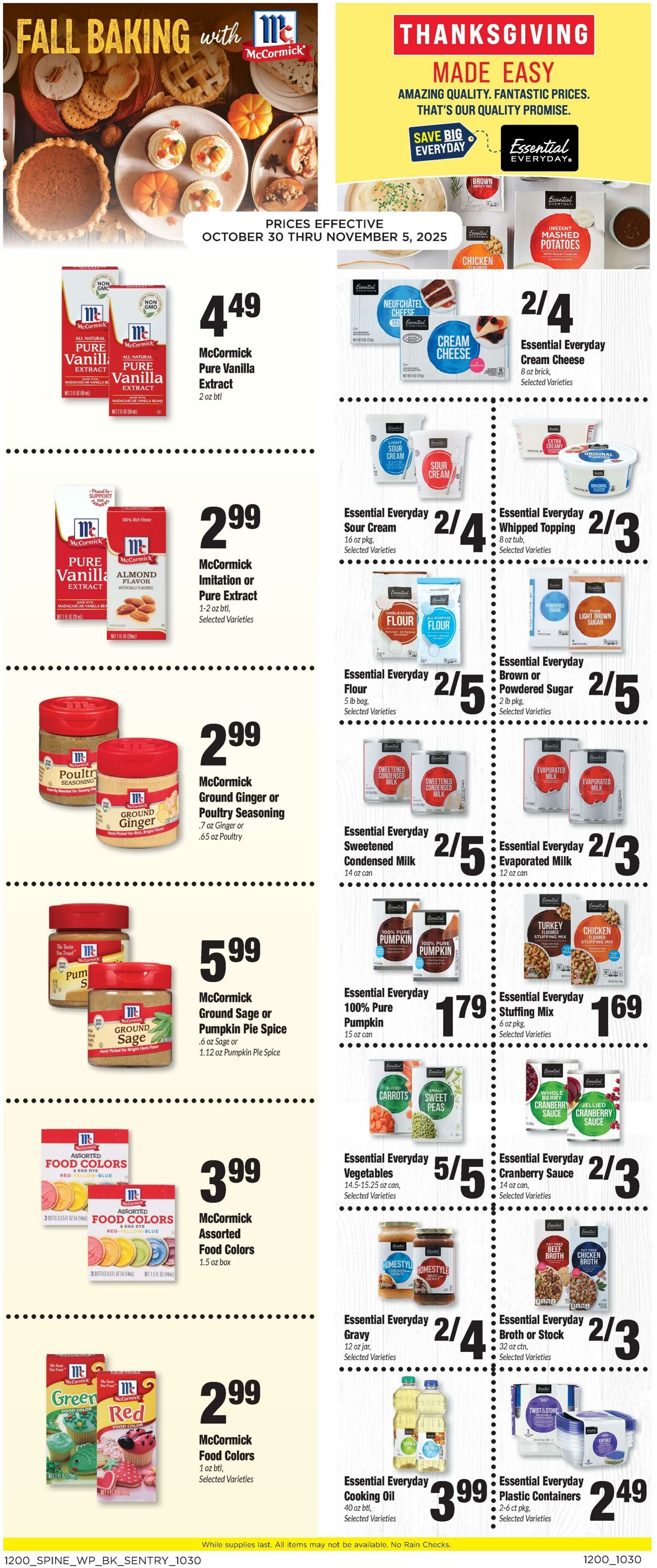 Weekly ad Sentry 10/30/2025 - 11/05/2025