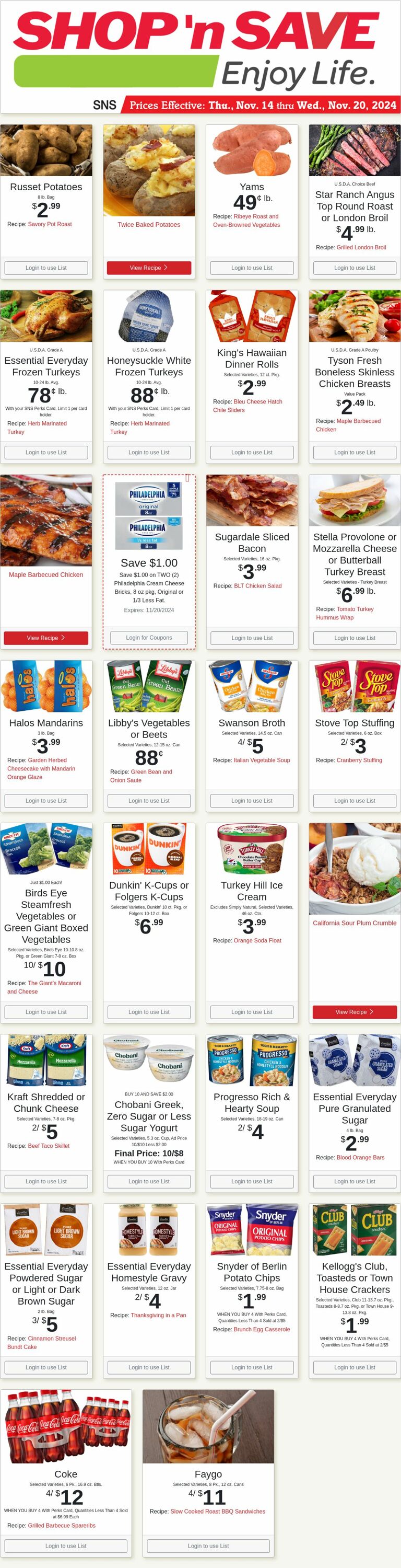 Weekly ad Shop'n Save 11/18/2024 - 11/24/2024