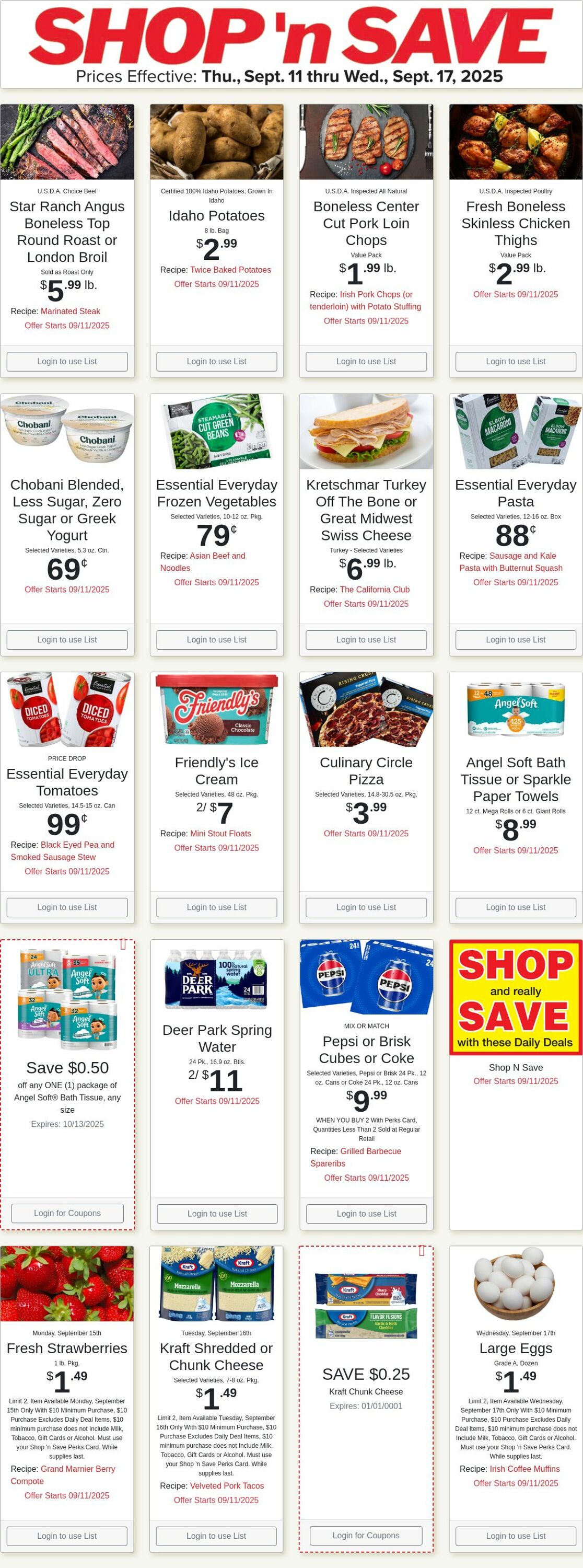 Weekly ad Shop'n Save 09/08/2025 - 09/14/2025