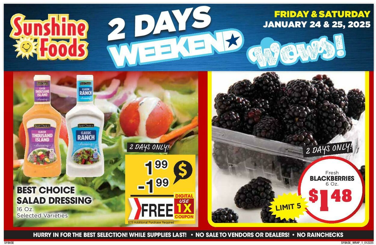 Weekly ad Sunshine Foods 01/22/2025 - 01/28/2025