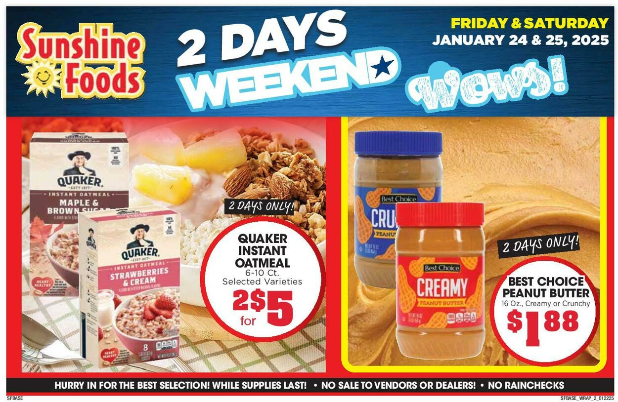 Weekly ad Sunshine Foods 01/22/2025 - 01/28/2025