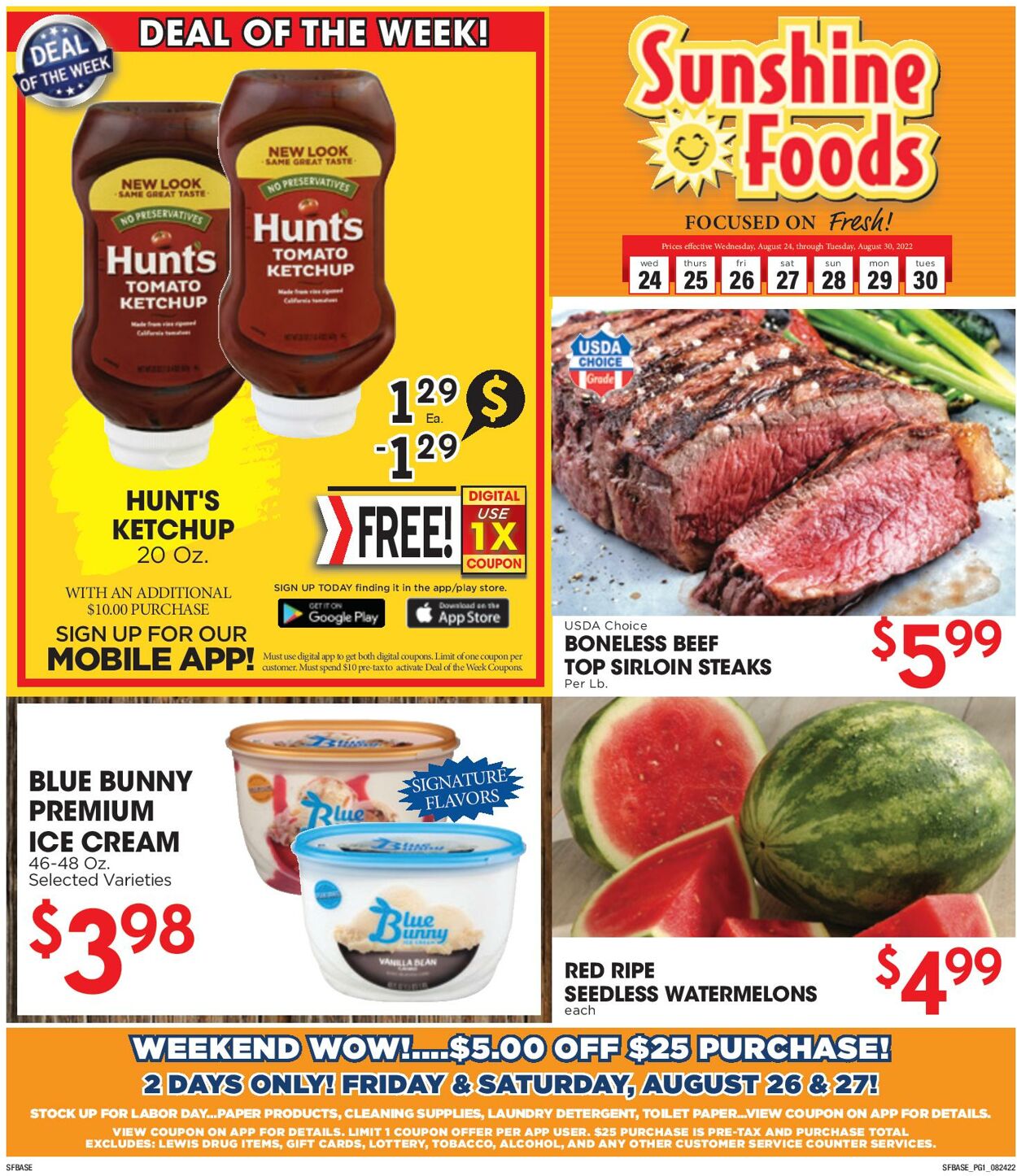 Weekly ad Sunshine Foods 08/24/2022 - 08/30/2022