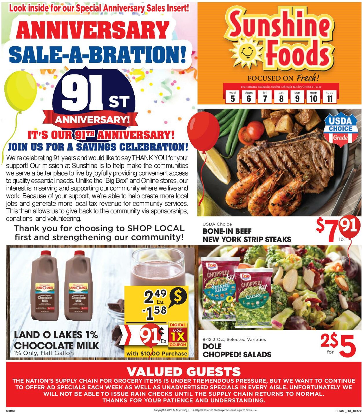 Weekly ad Sunshine Foods 10/05/2022 - 10/11/2022