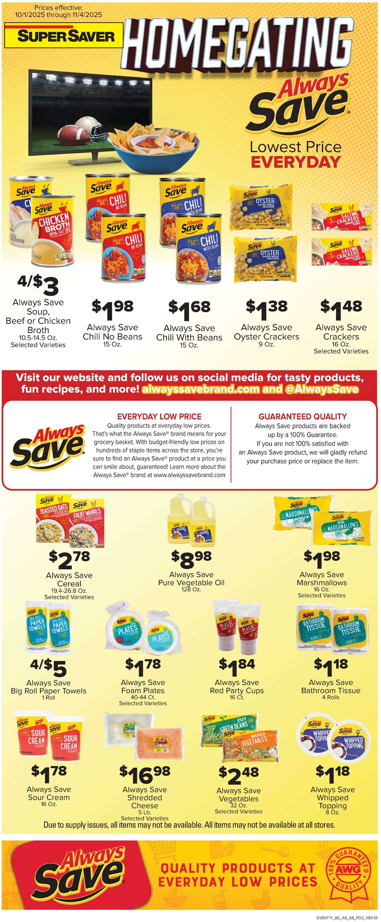 Weekly ad Super Saver 10/01/2025 - 11/04/2025