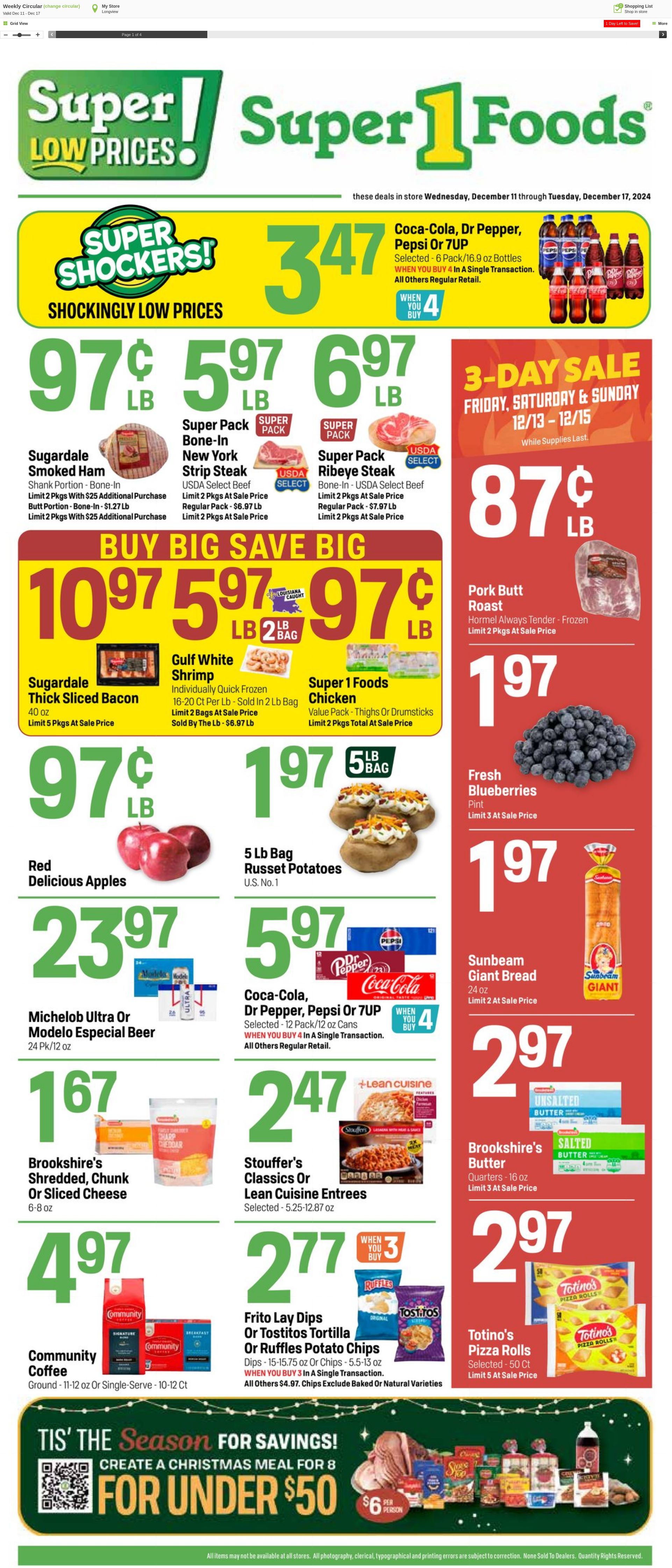 Weekly ad Super1Foods 12/18/2024 - 12/24/2024