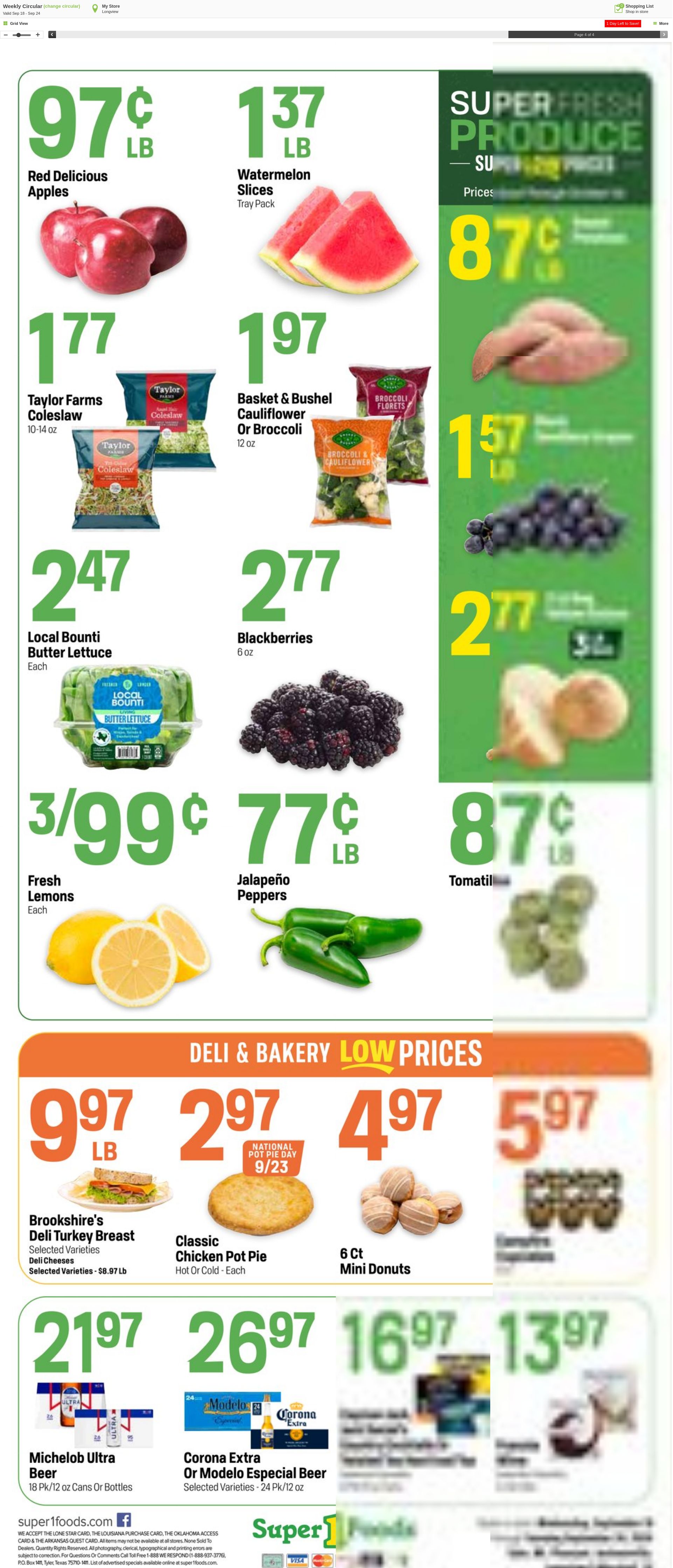 Weekly ad Super1Foods 09/25/2024 - 10/01/2024