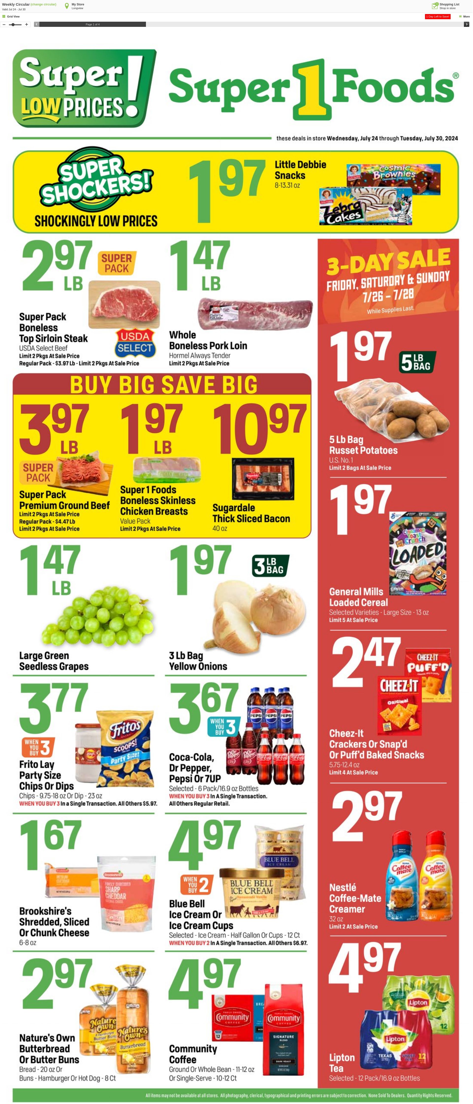 Weekly ad Super1Foods 07/31/2024 - 08/06/2024