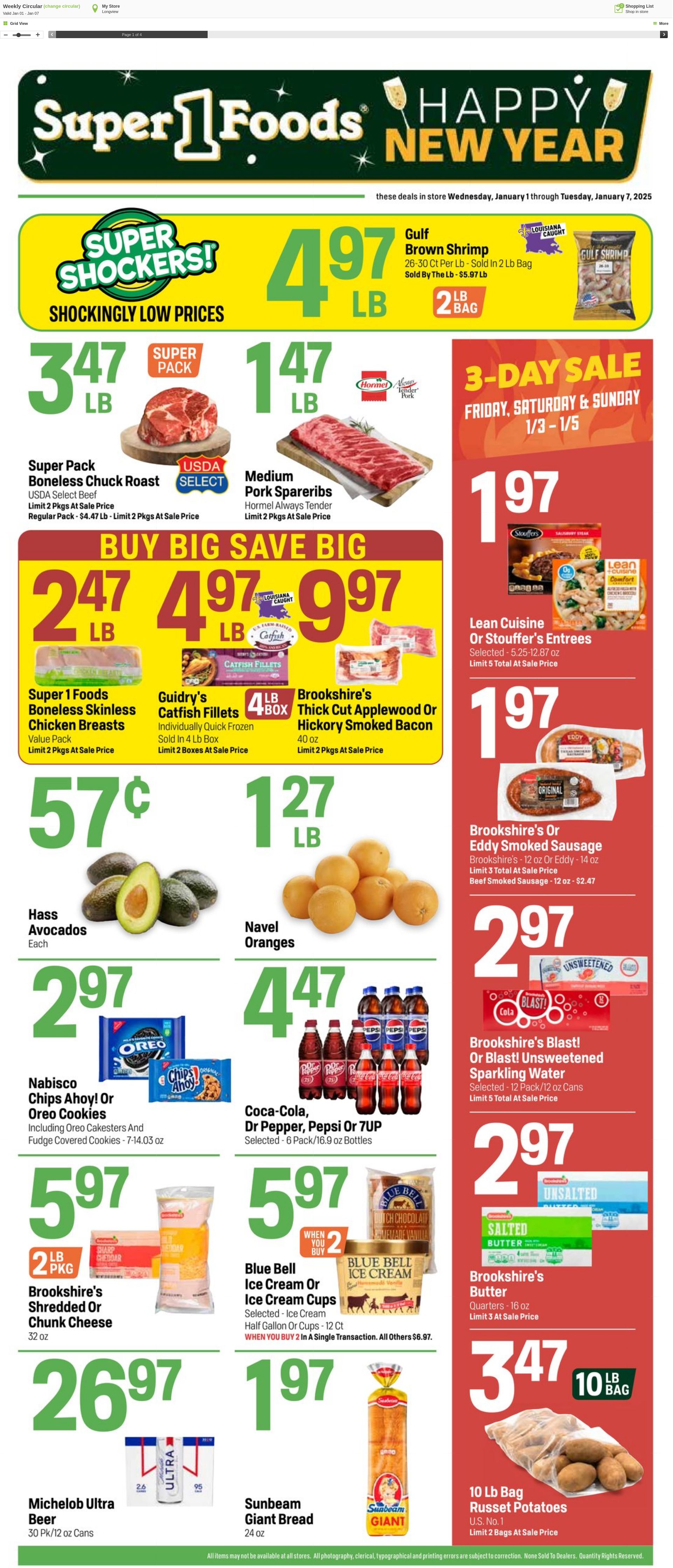 Weekly ad Super1Foods 01/01/2025 - 01/07/2025