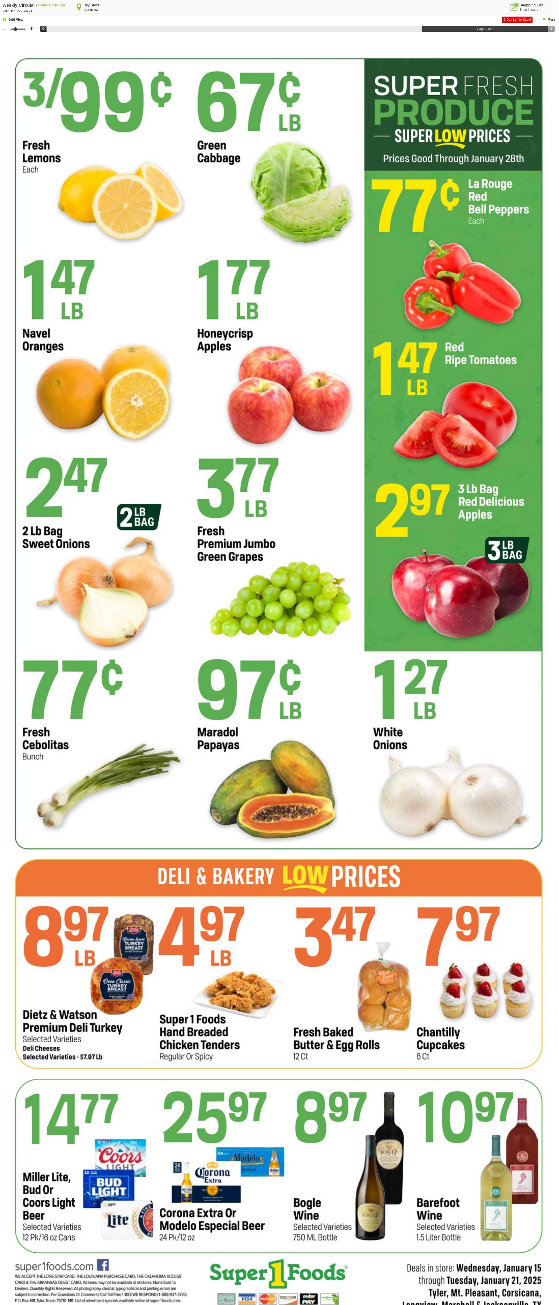 Weekly ad Super1Foods 01/22/2025 - 01/28/2025