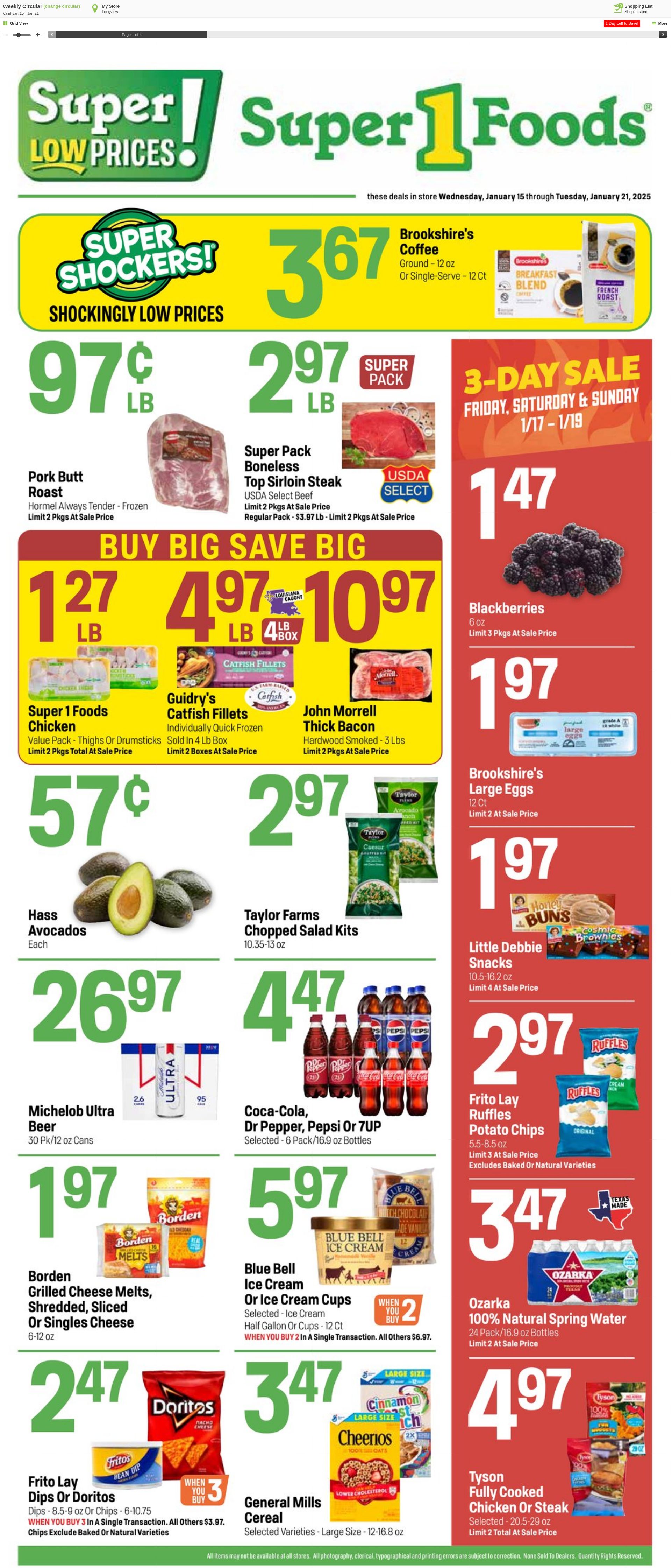 Weekly ad Super1Foods 01/22/2025 - 01/28/2025