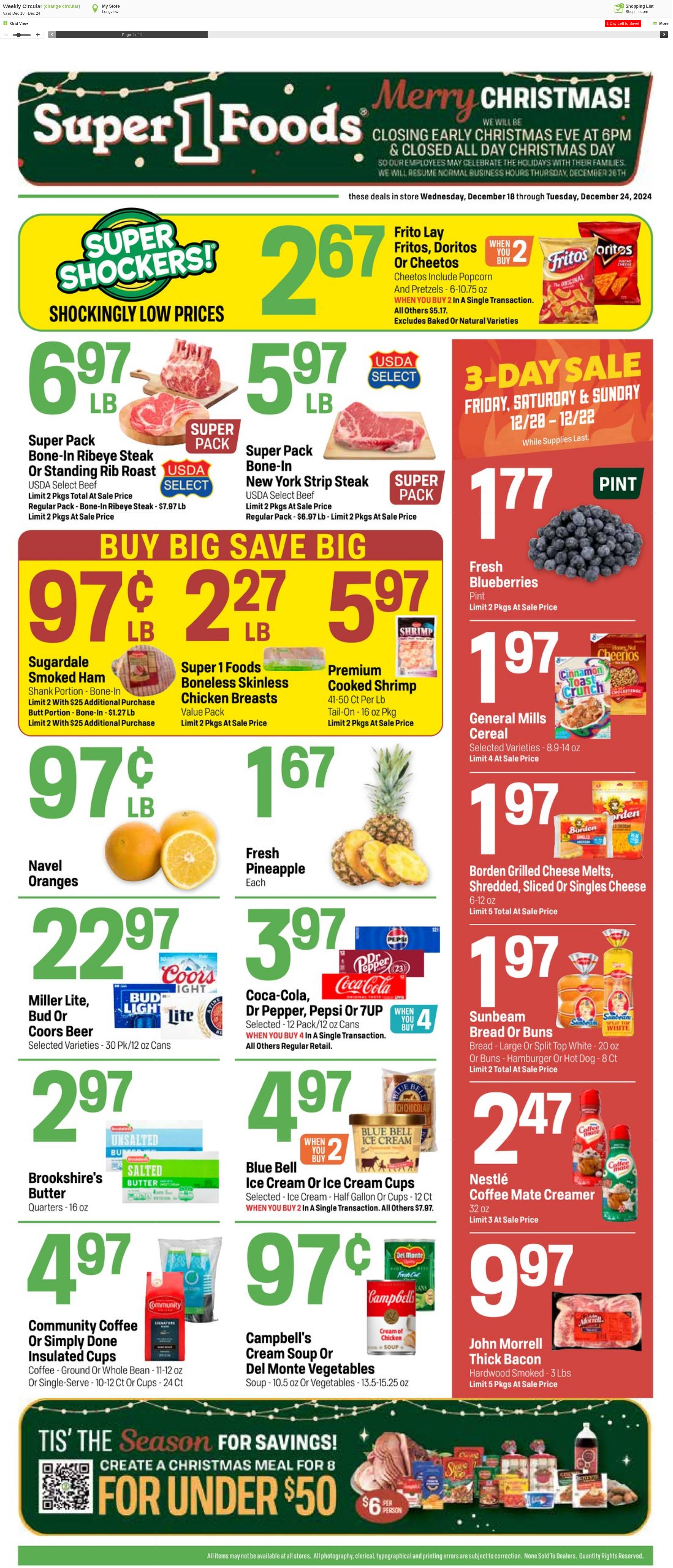 Weekly ad Super1Foods 12/25/2024 - 12/31/2024