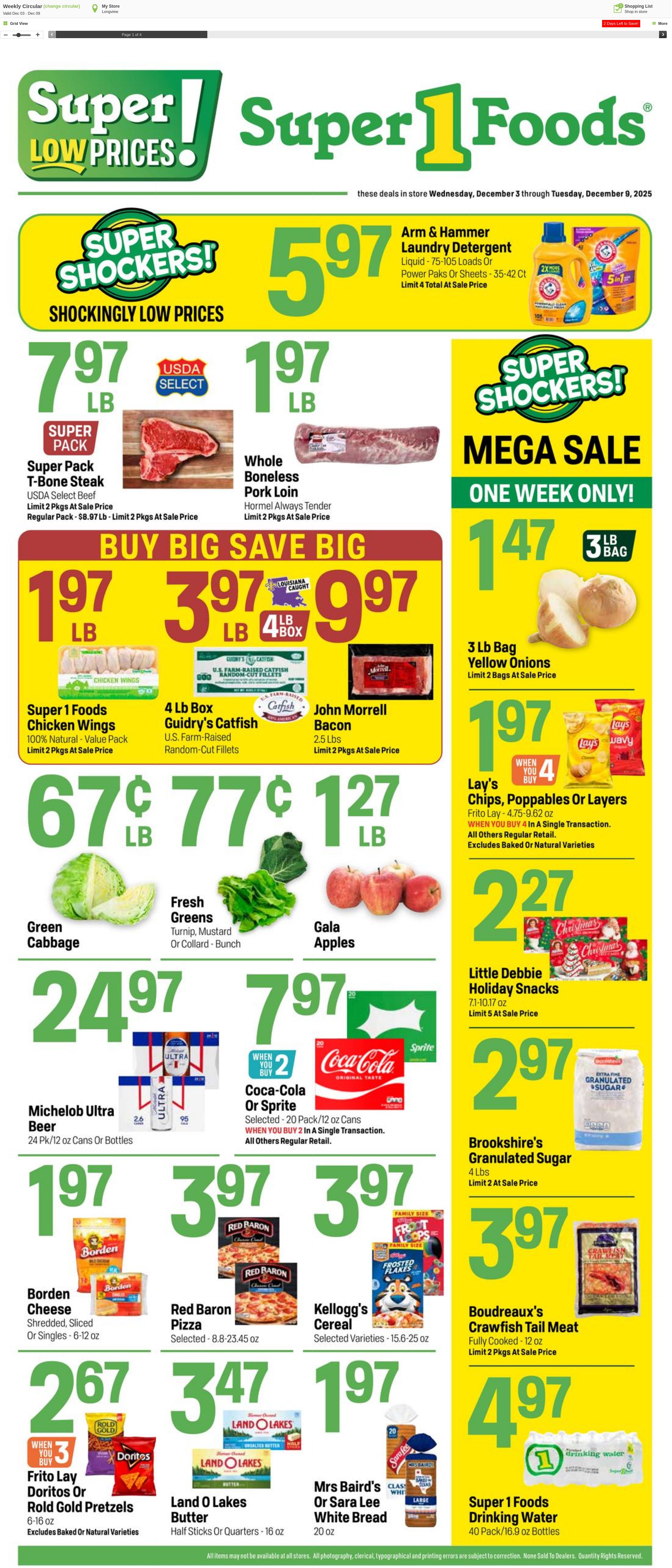 Weekly ad Super1Foods 12/03/2025 - 12/09/2025