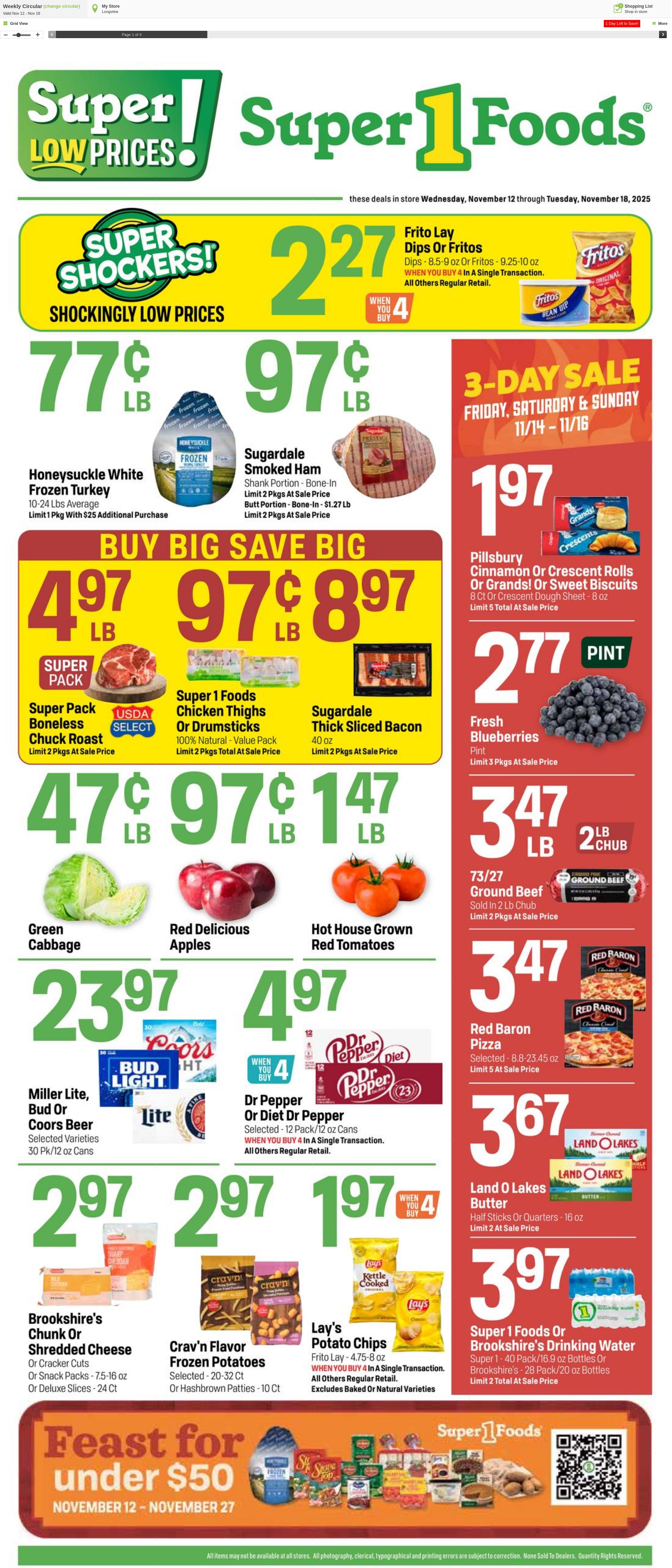 Weekly ad Super1Foods 11/19/2025 - 11/27/2025