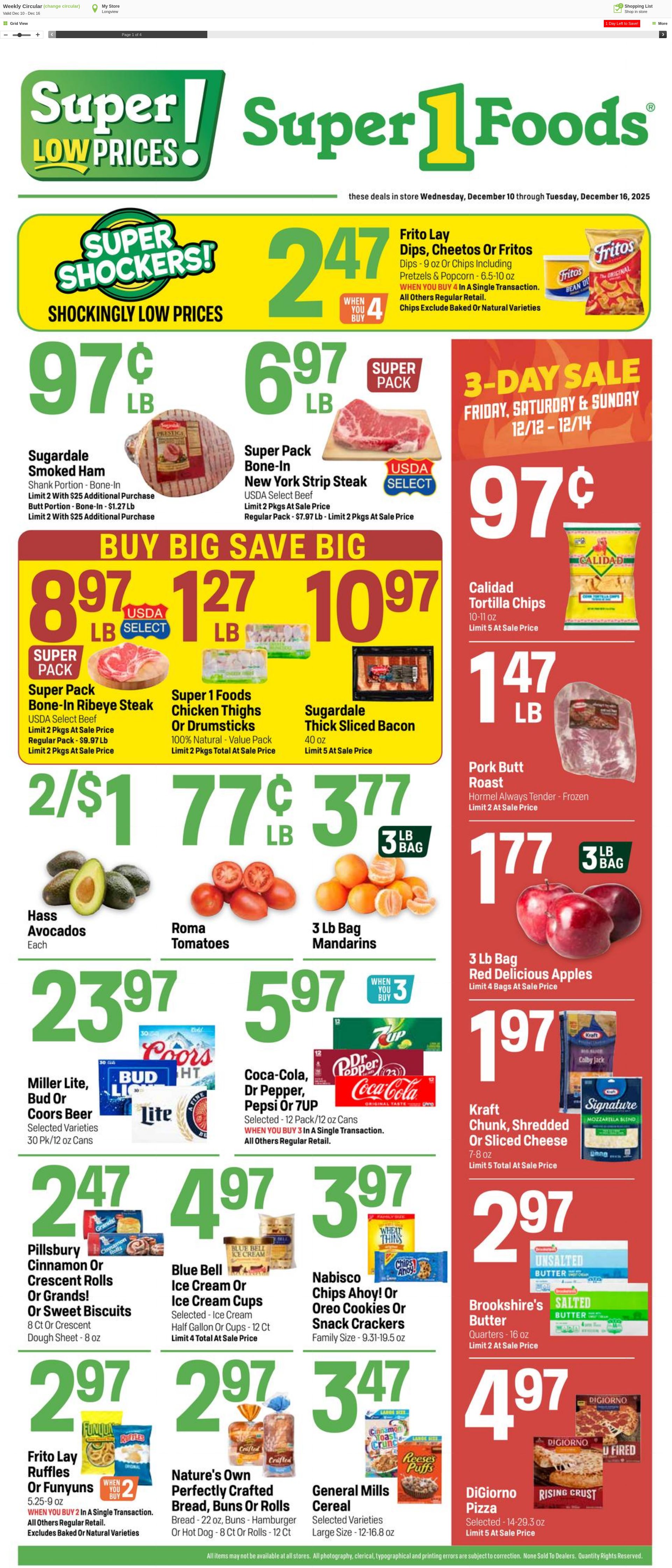 Weekly ad Super1Foods 12/17/2025 - 12/24/2025