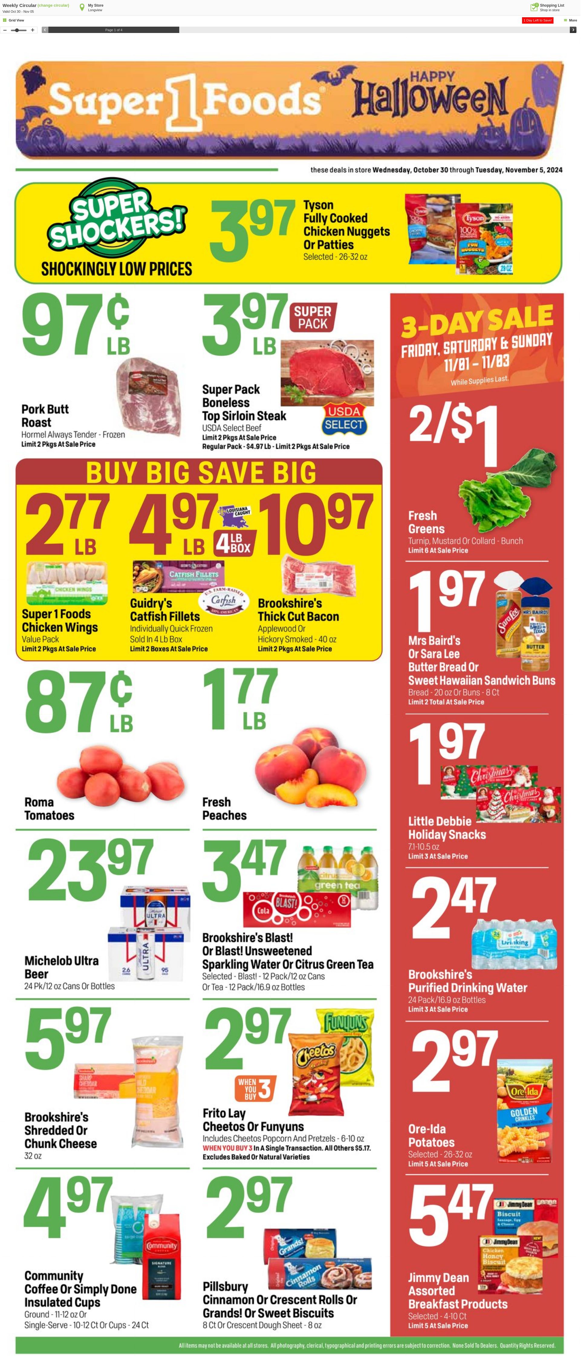 Weekly ad Super1Foods 11/06/2024 - 11/12/2024