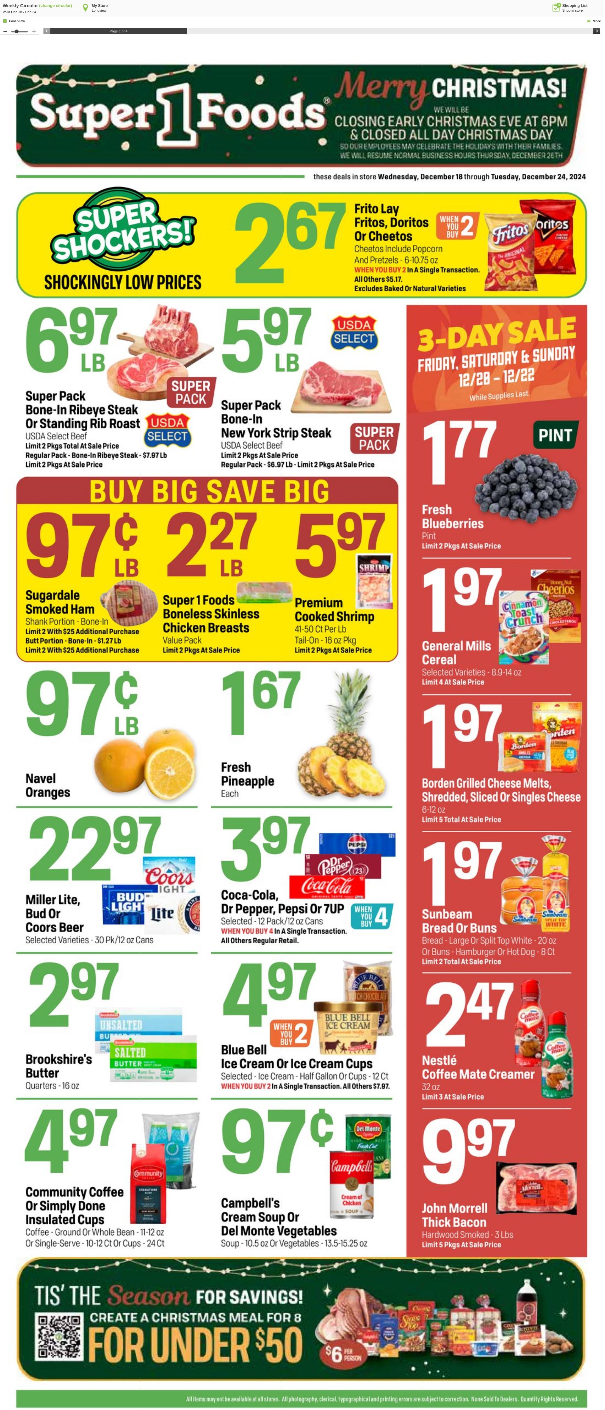 Weekly ad Super1Foods 12/18/2024 - 12/24/2024