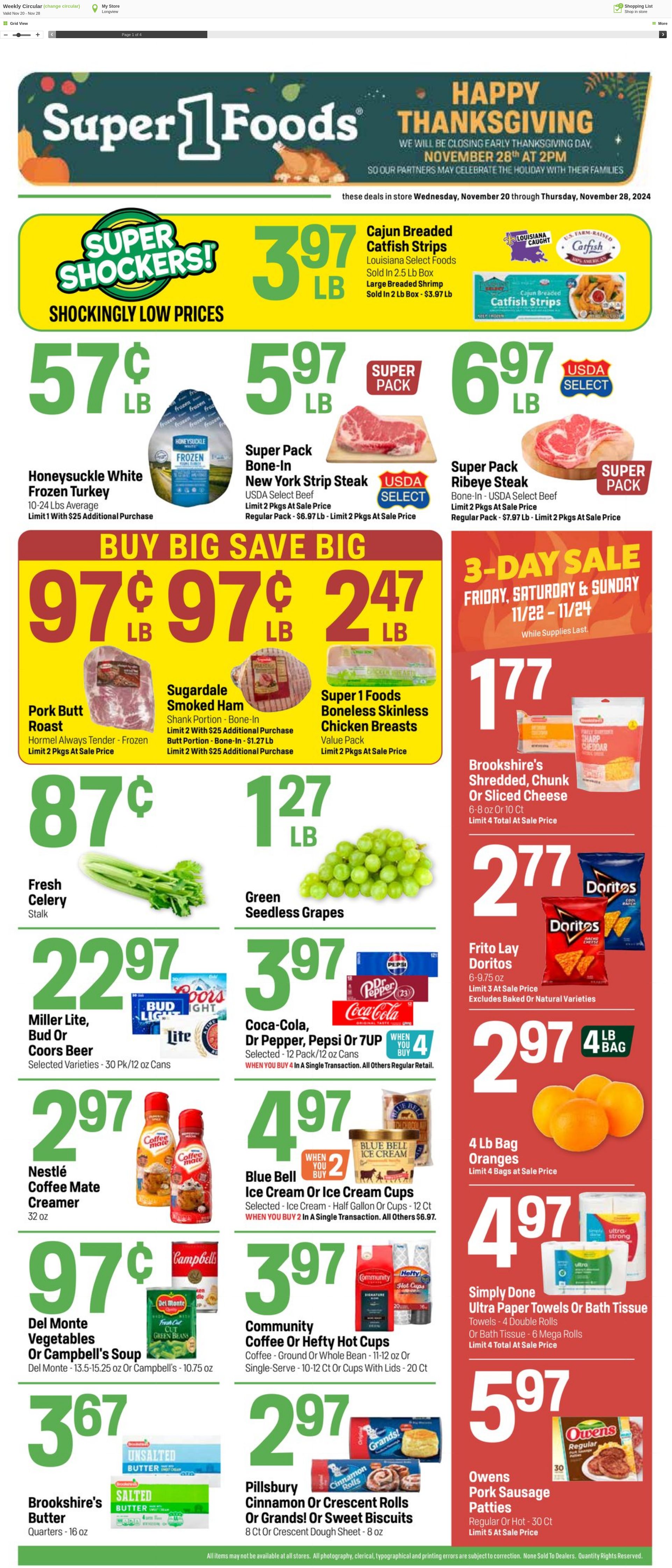 Weekly ad Super1Foods 11/20/2024 - 11/28/2024