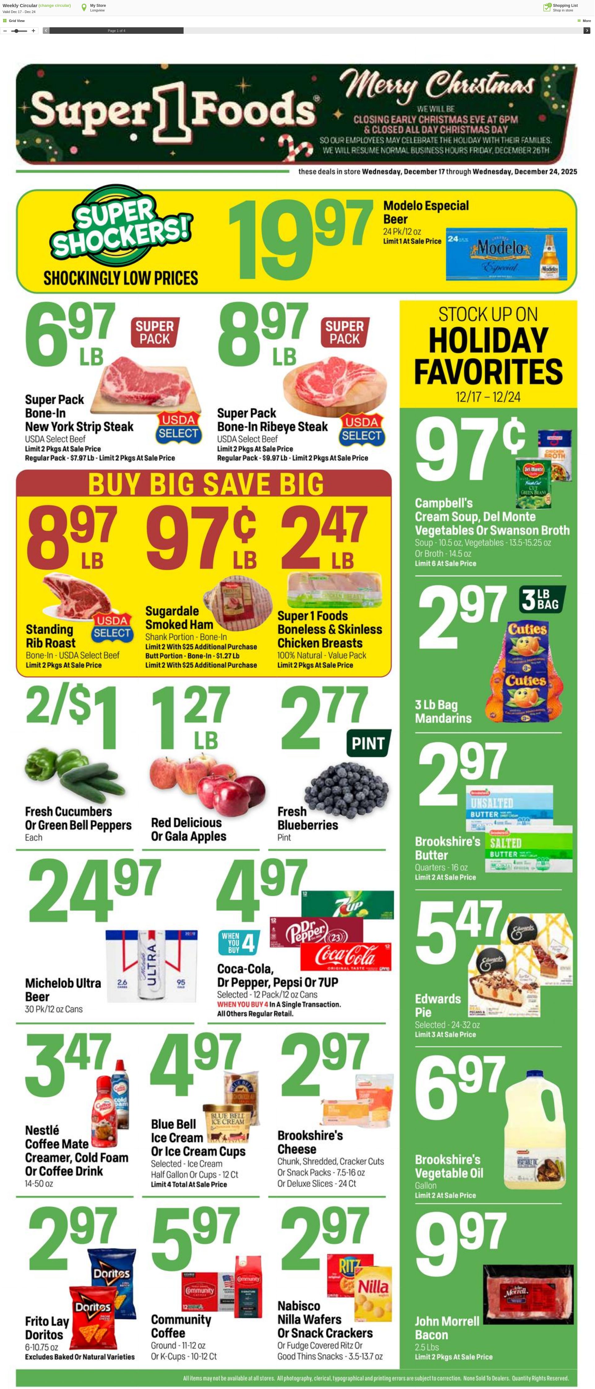 Weekly ad Super1Foods 12/17/2025 - 12/24/2025