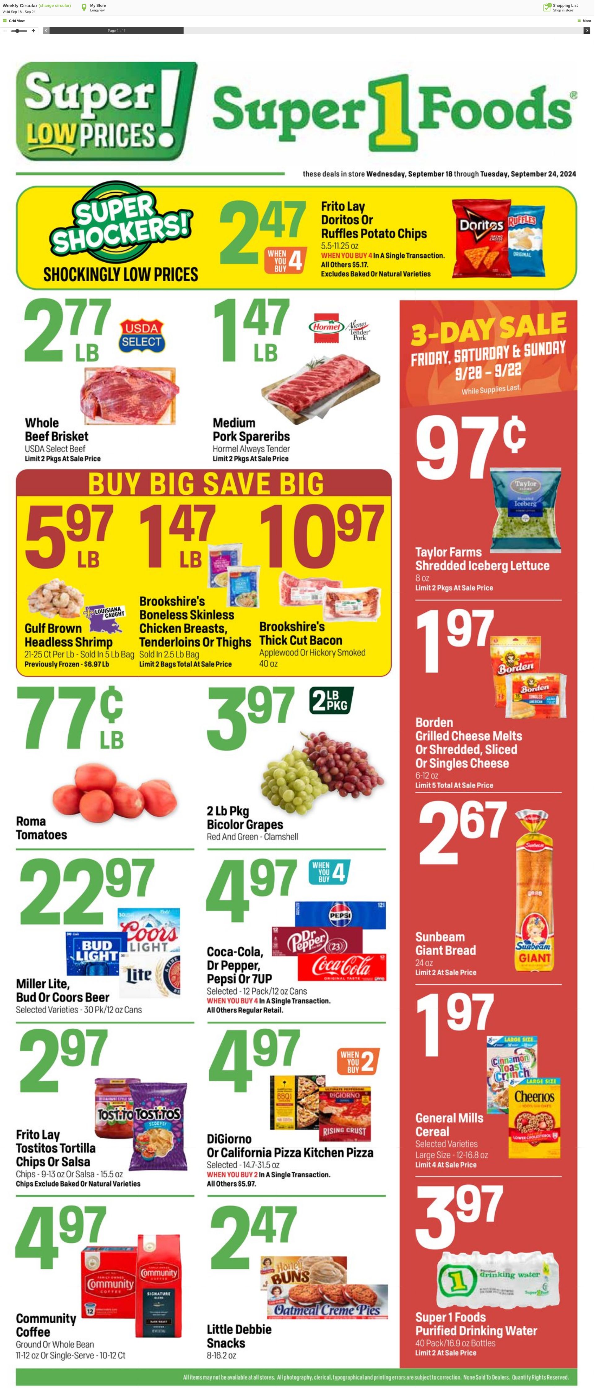 Weekly ad Super1Foods 09/18/2024 - 09/24/2024