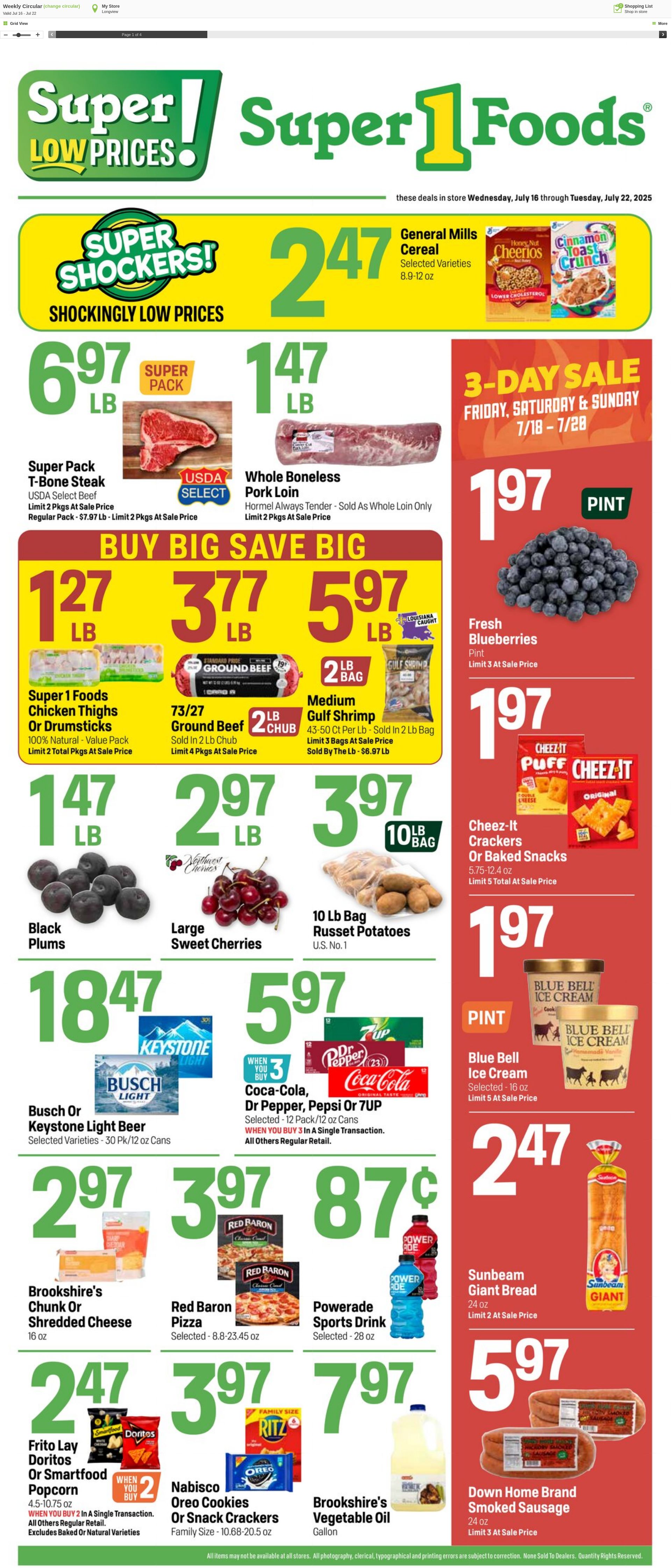 Weekly ad Super1Foods 07/16/2025 - 07/22/2025