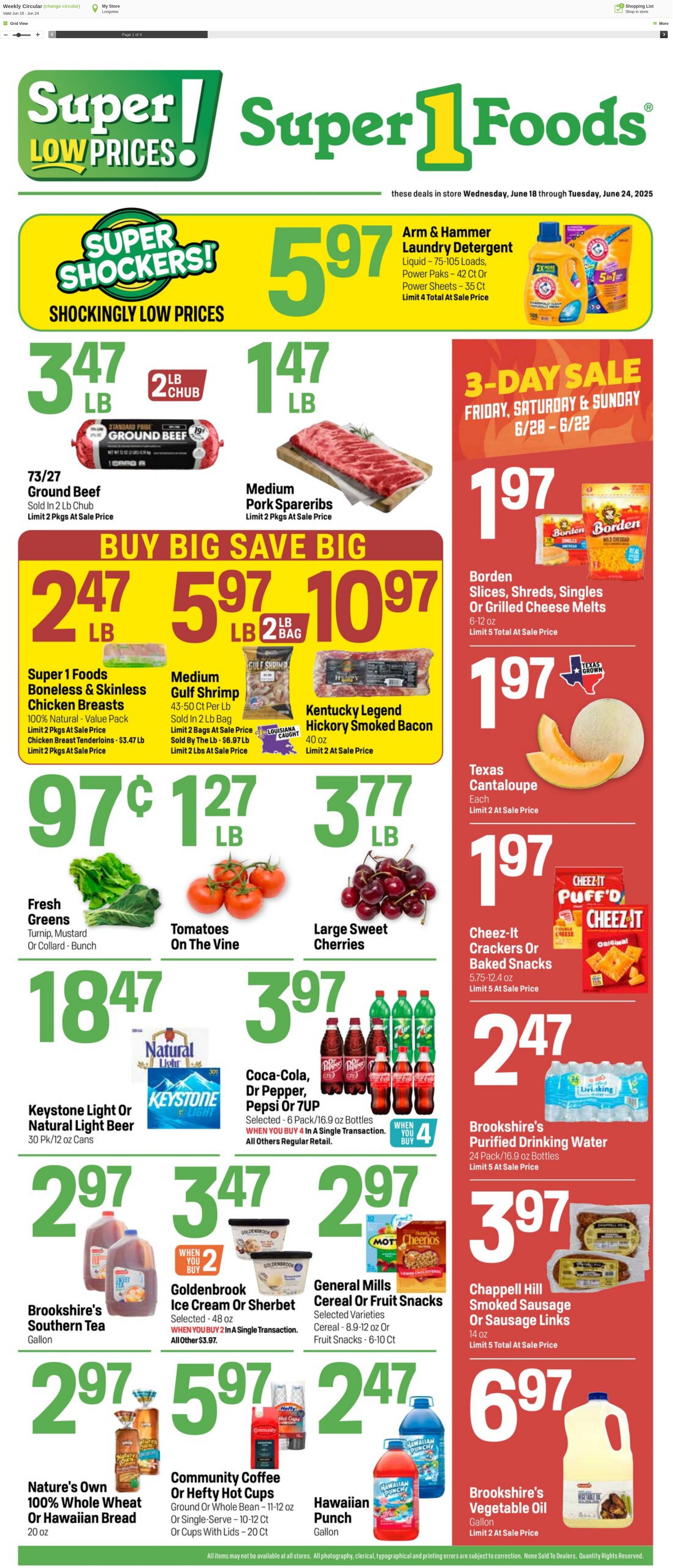 Weekly ad Super1Foods 06/18/2025 - 06/24/2025