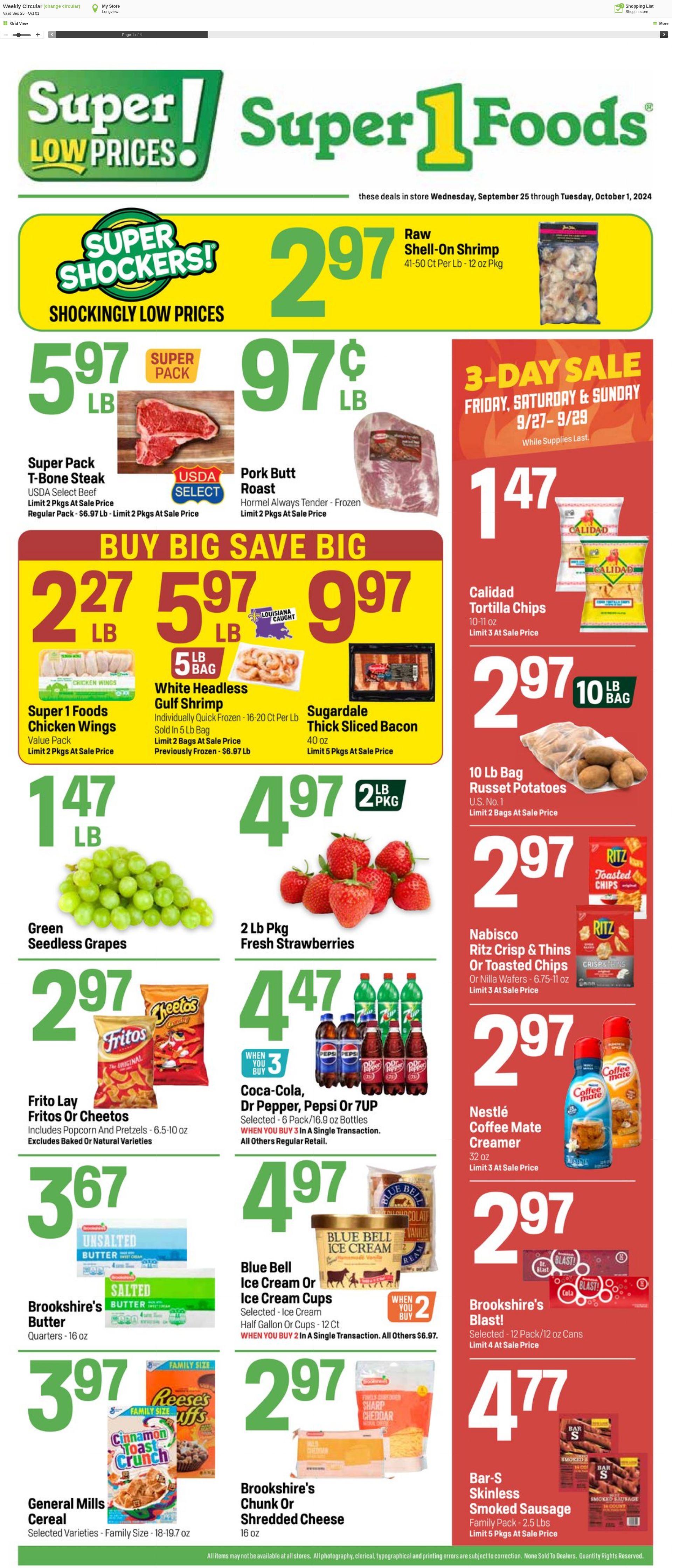 Weekly ad Super1Foods 09/25/2024 - 10/01/2024