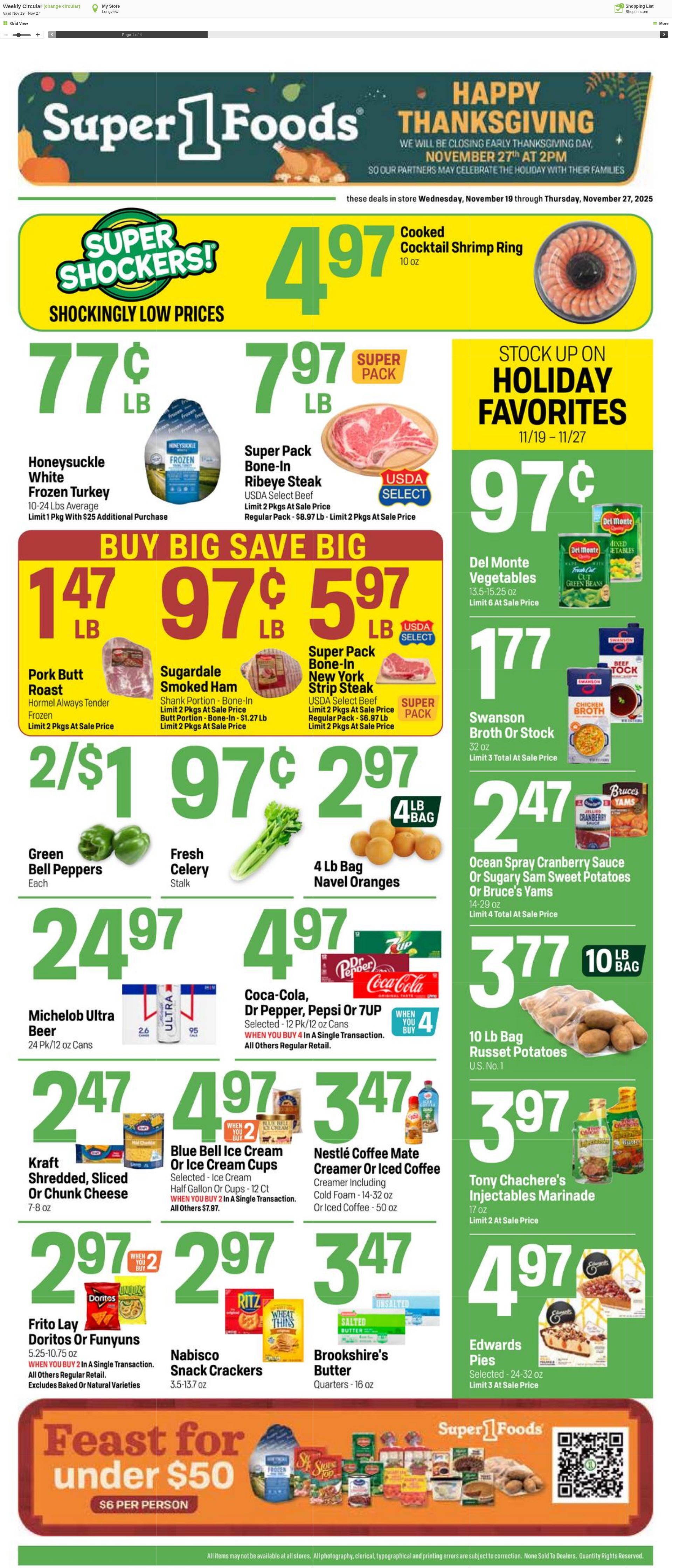 Weekly ad Super1Foods 11/19/2025 - 11/27/2025