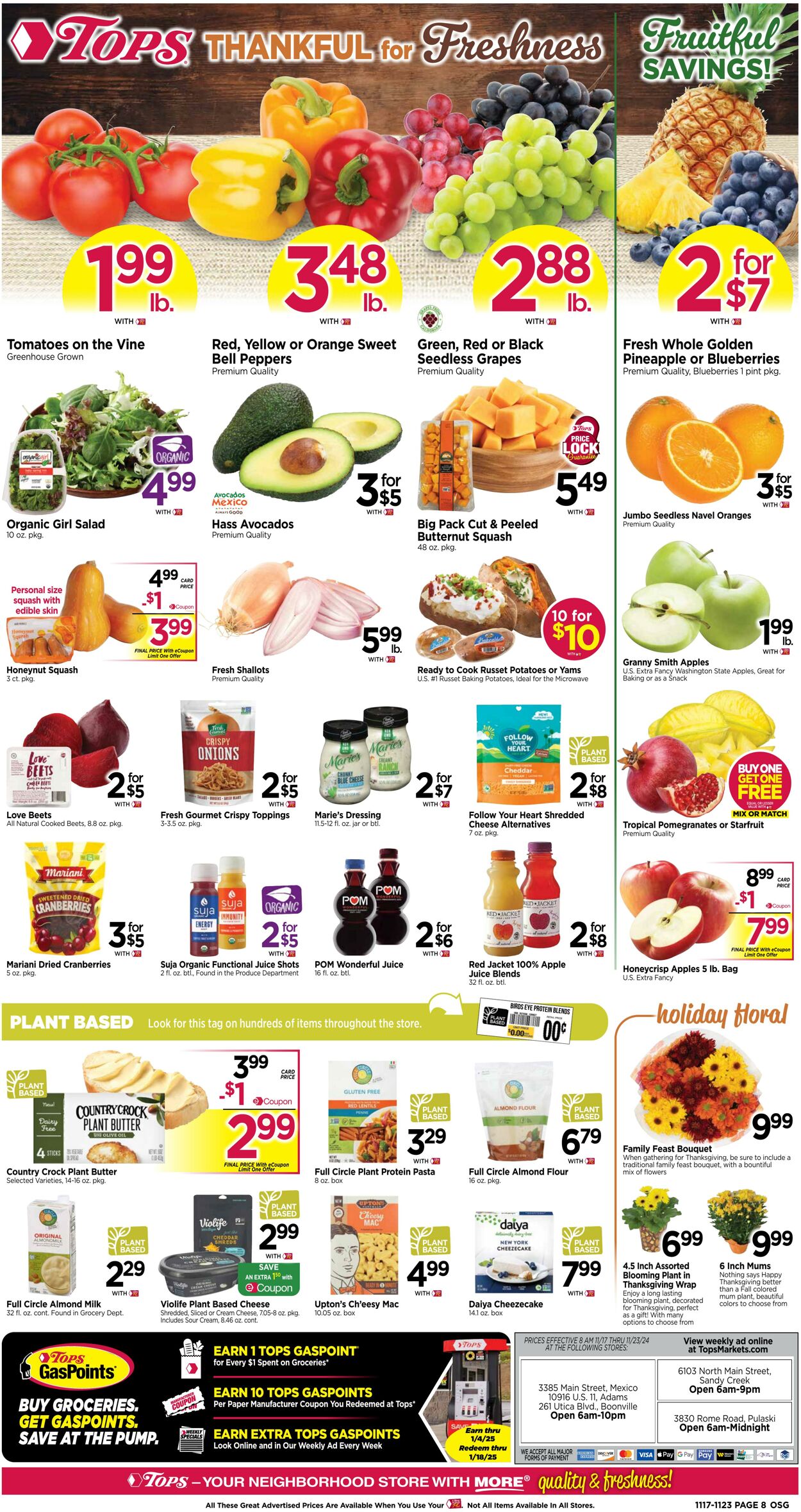 Weekly ad Tops Friendly Markets 11/17/2024 - 11/23/2024