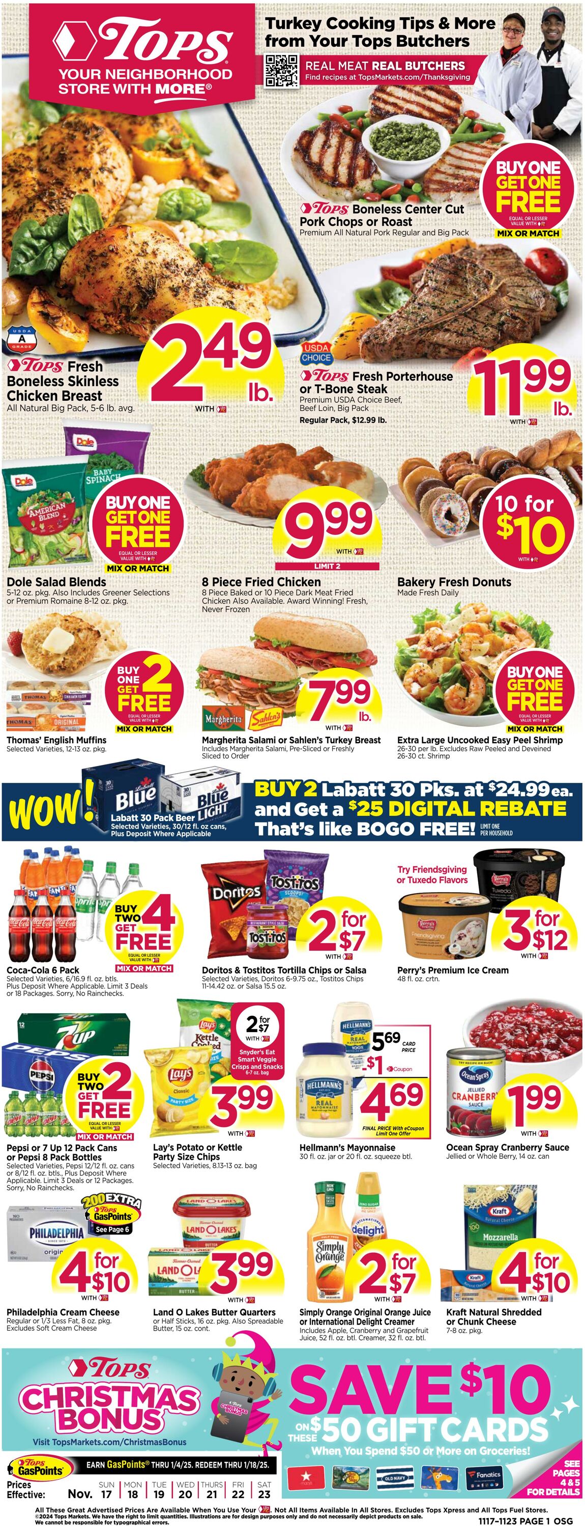 Weekly ad Tops Friendly Markets 11/17/2024 - 11/23/2024