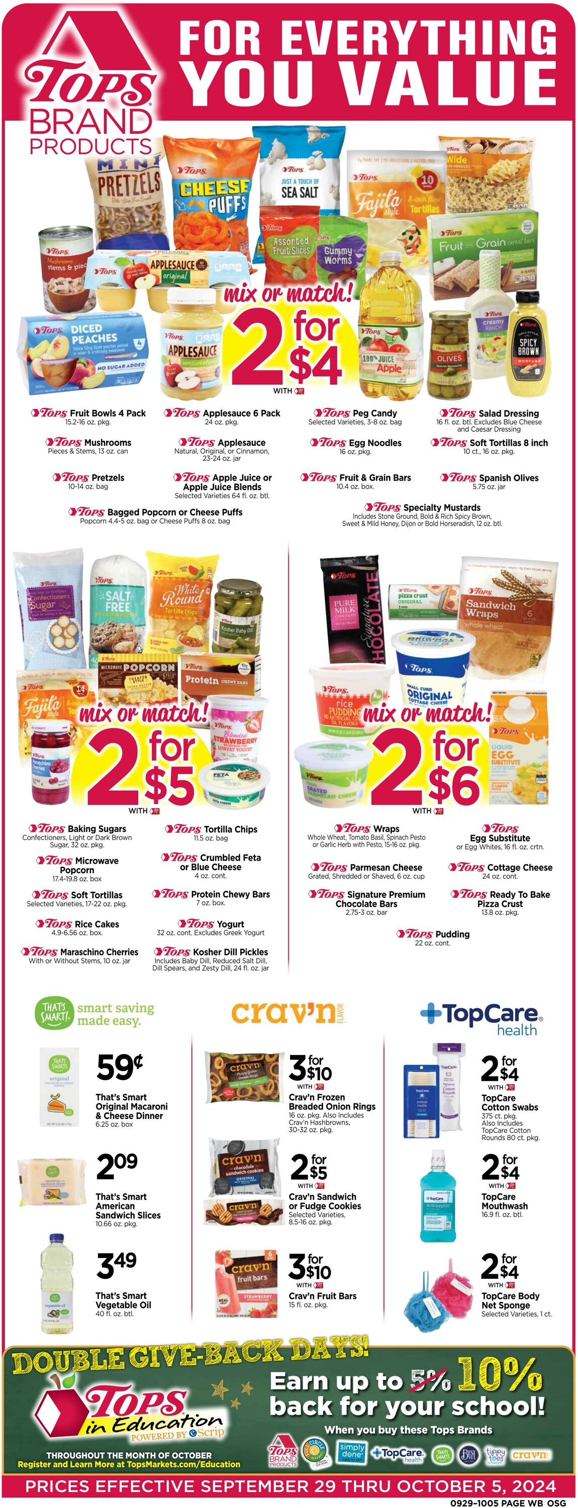 Weekly ad Tops Friendly Markets 09/29/2024 - 10/05/2024