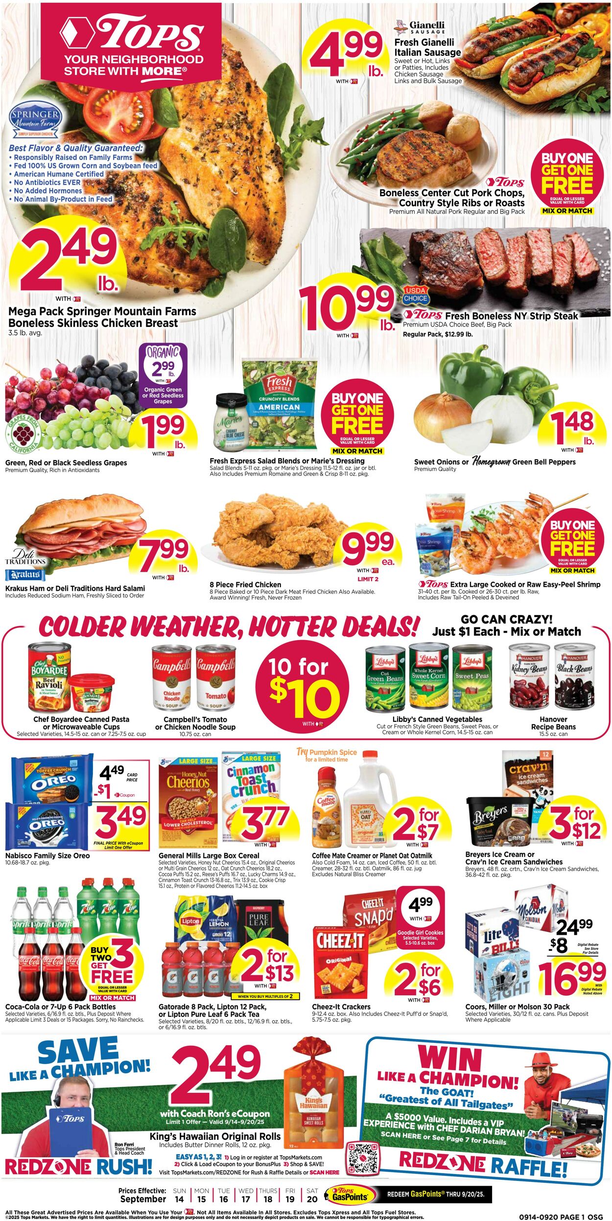 Weekly ad Tops Friendly Markets 09/14/2025 - 09/20/2025