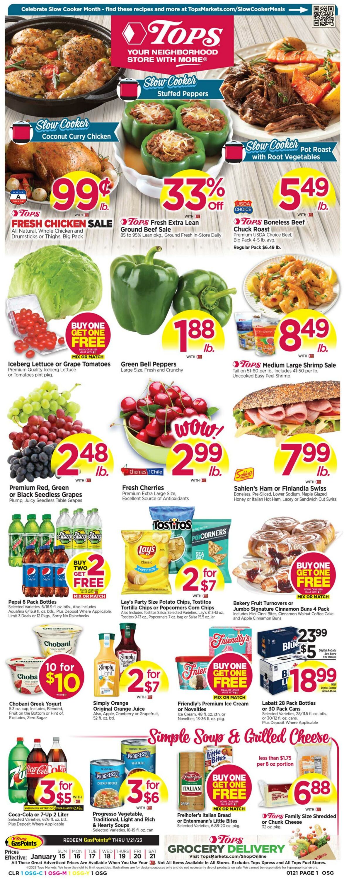 Weekly ad Tops Friendly Markets 01/15/2023-01/21/2023