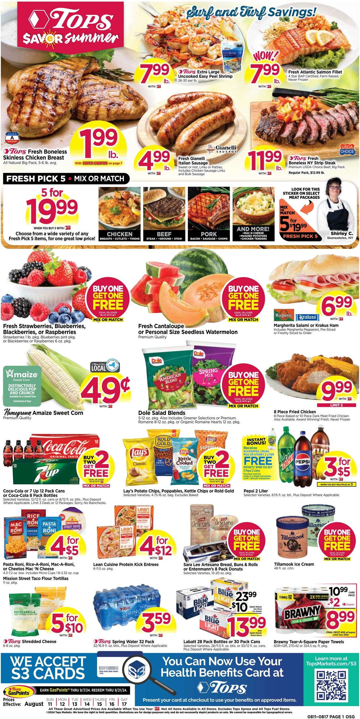 Weekly ad Tops Friendly Markets 08/11/2024 - 08/17/2024