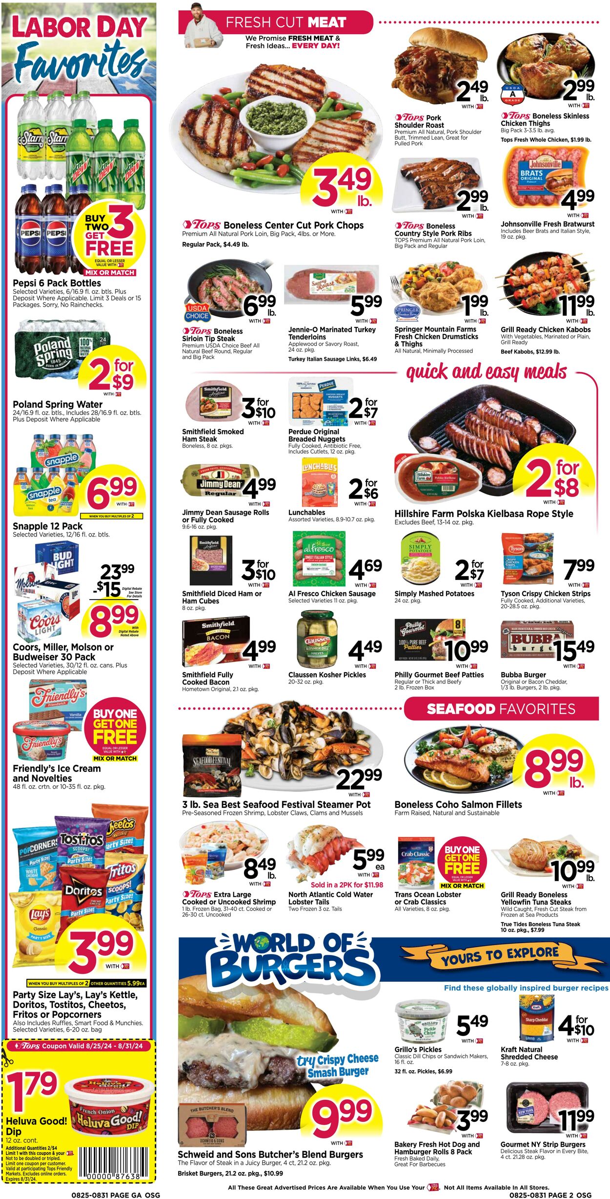 Weekly ad Tops Friendly Markets 08/25/2024 - 08/31/2024